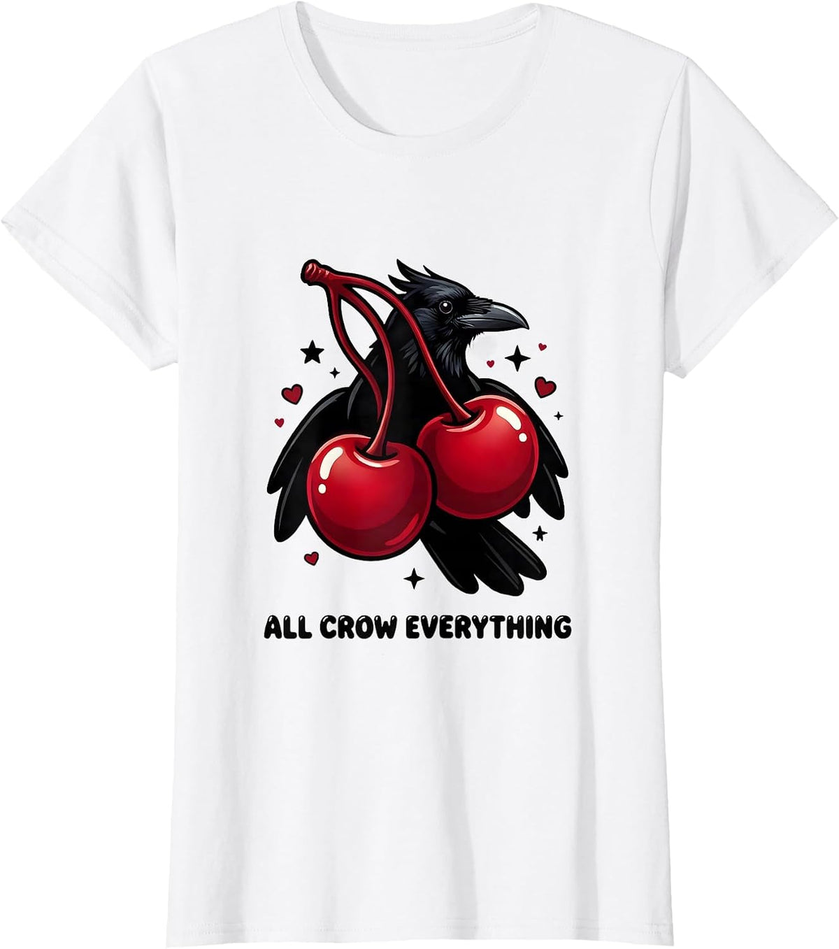 Women's All Crow Everything Crow Lover Graphic Design T-Shirt - White