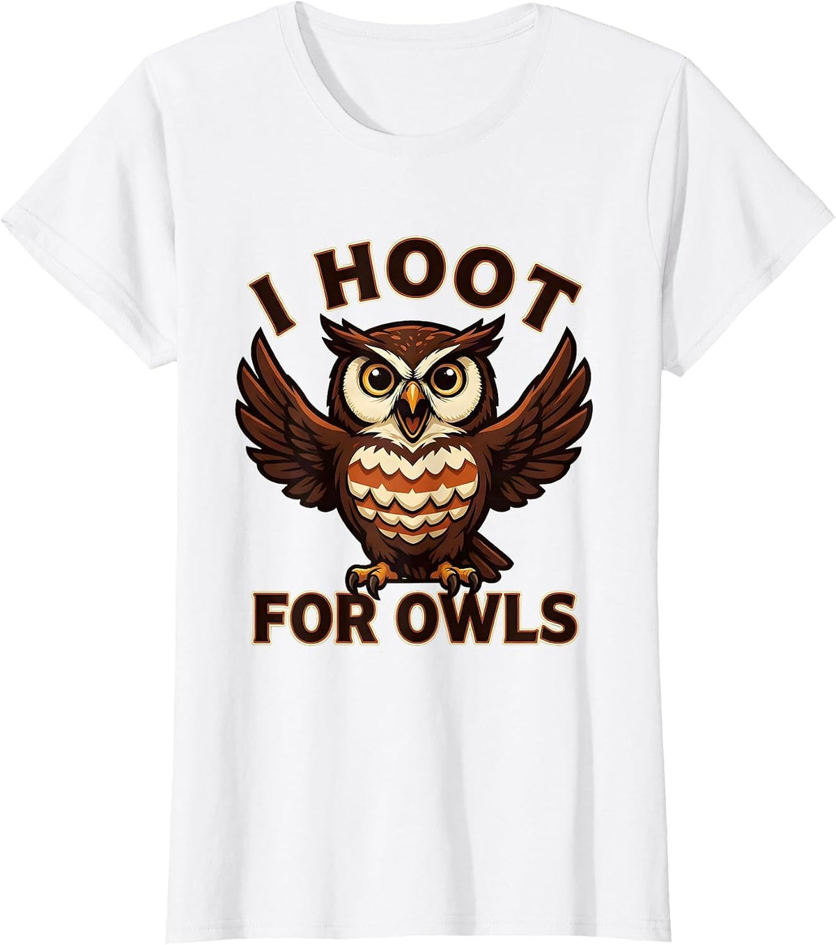 I Hoot For Owls Funny Owl Lover Birdwatcher Mascot Logo T-Shirt - White
