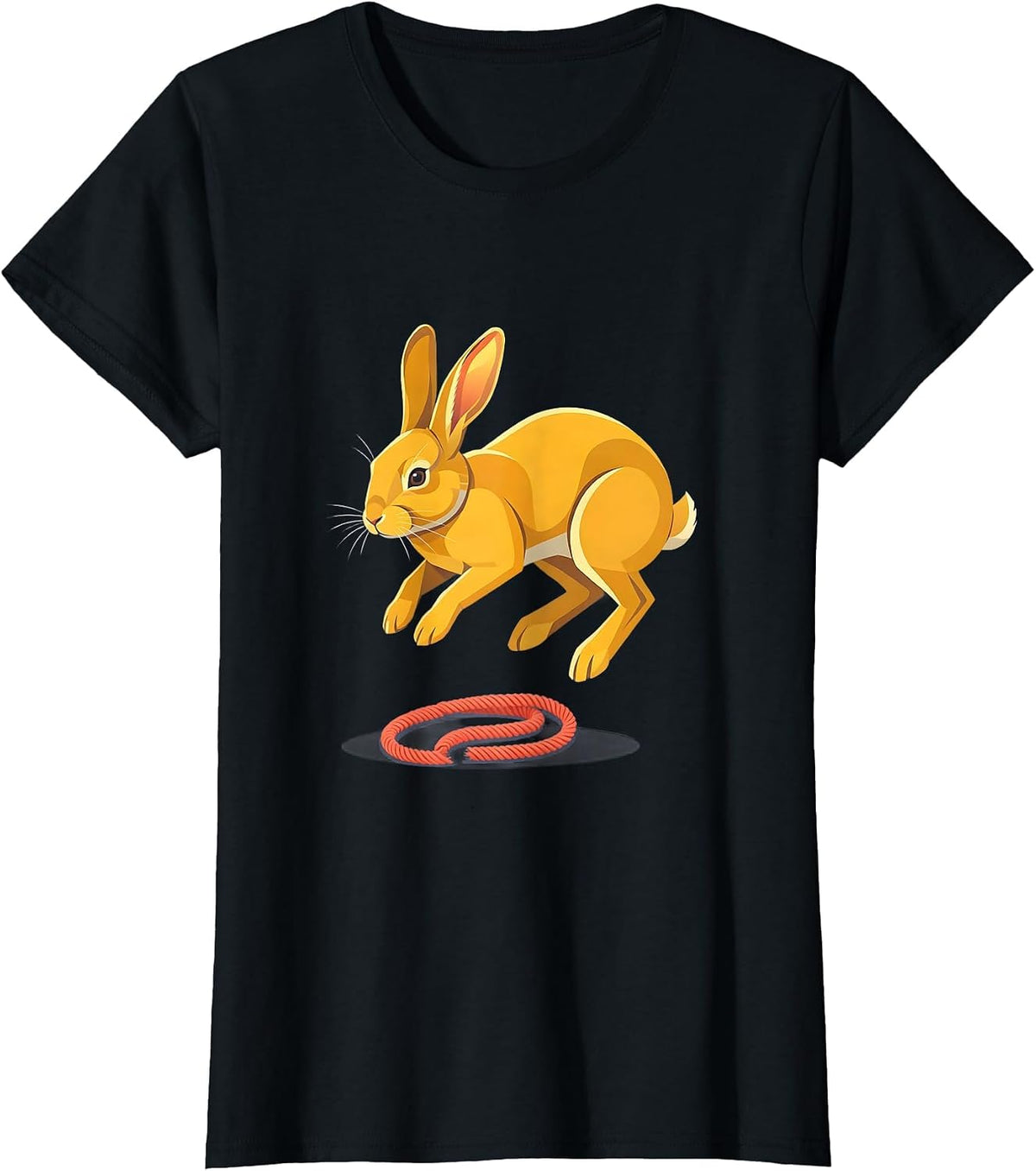 Women's Bunny Hop Flat Vector Rabbit Lover Gift T-Shirt - Black