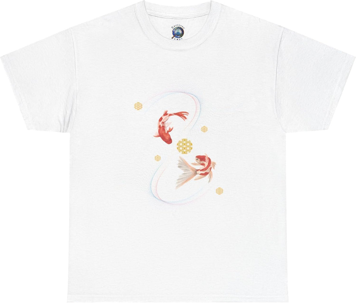 Koi Fish T-Shirt with Geometric Art | Minimalist Graphic Design | Cotton Fashion Shirt - White