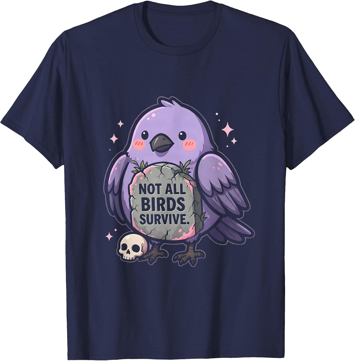 Men's Not All Birds Survive Crow Dark Nature Design T-Shirt - Navy Blue