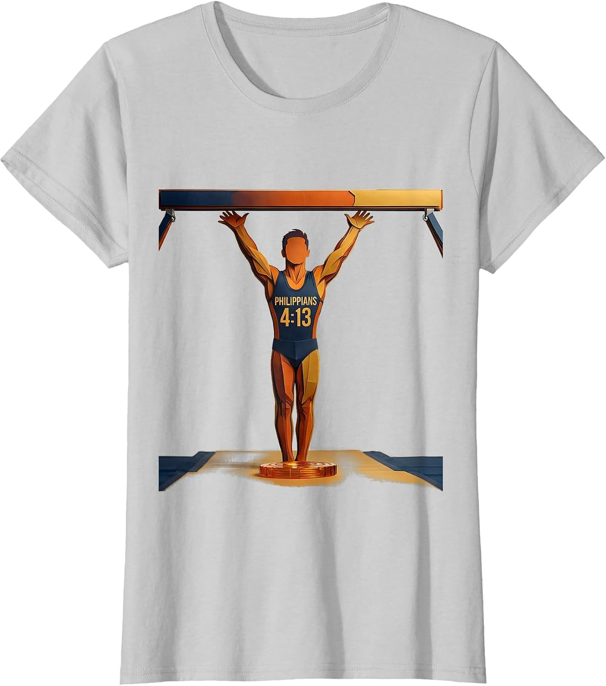 Women's Philippians 4:13 Religious Gymnastics Faith Strength Graphic T-Shirt - Silver Grey