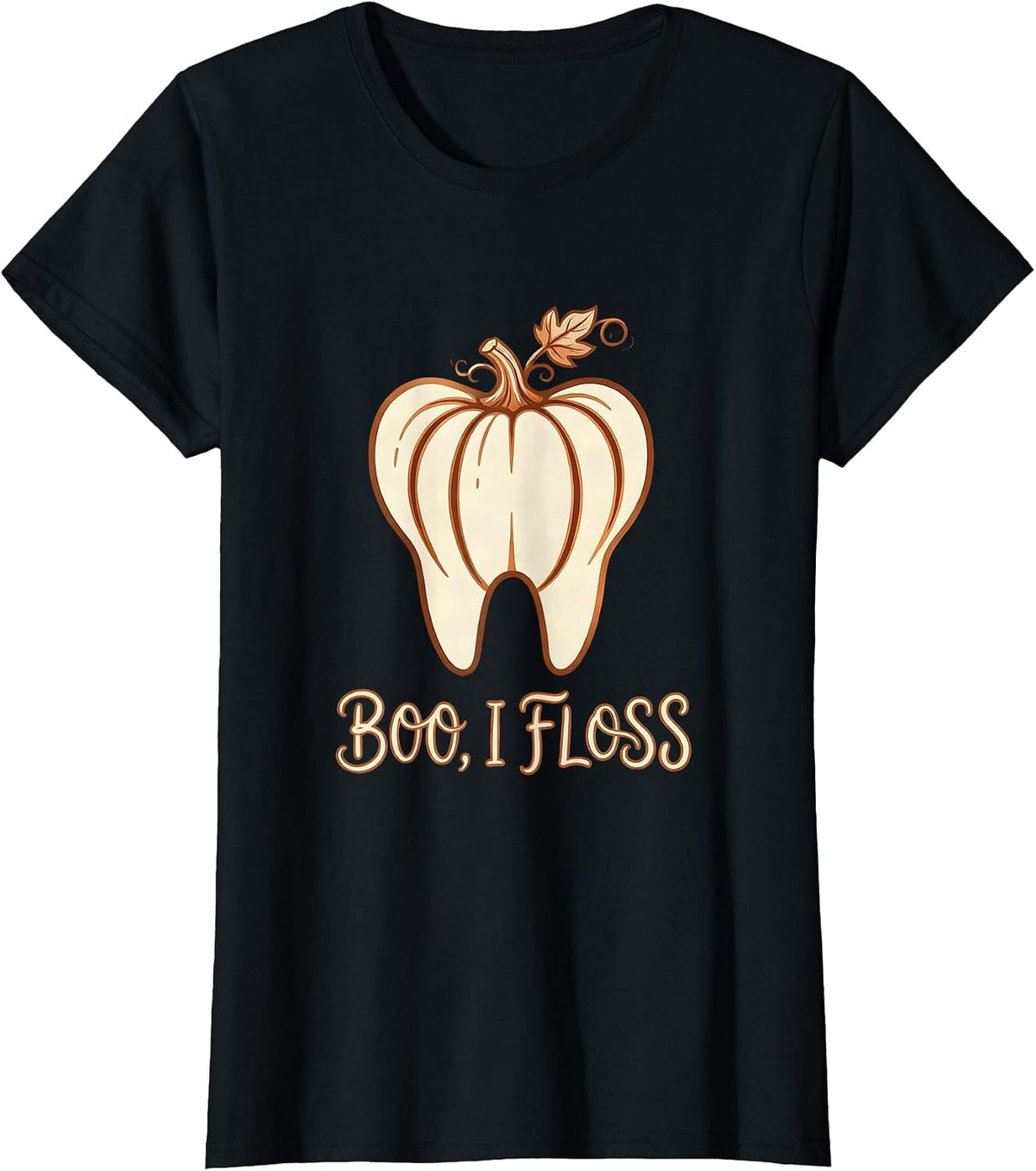 Boo I Floss Funny Dental Hygienist Boho Halloween Tooth T-Shirt - Black