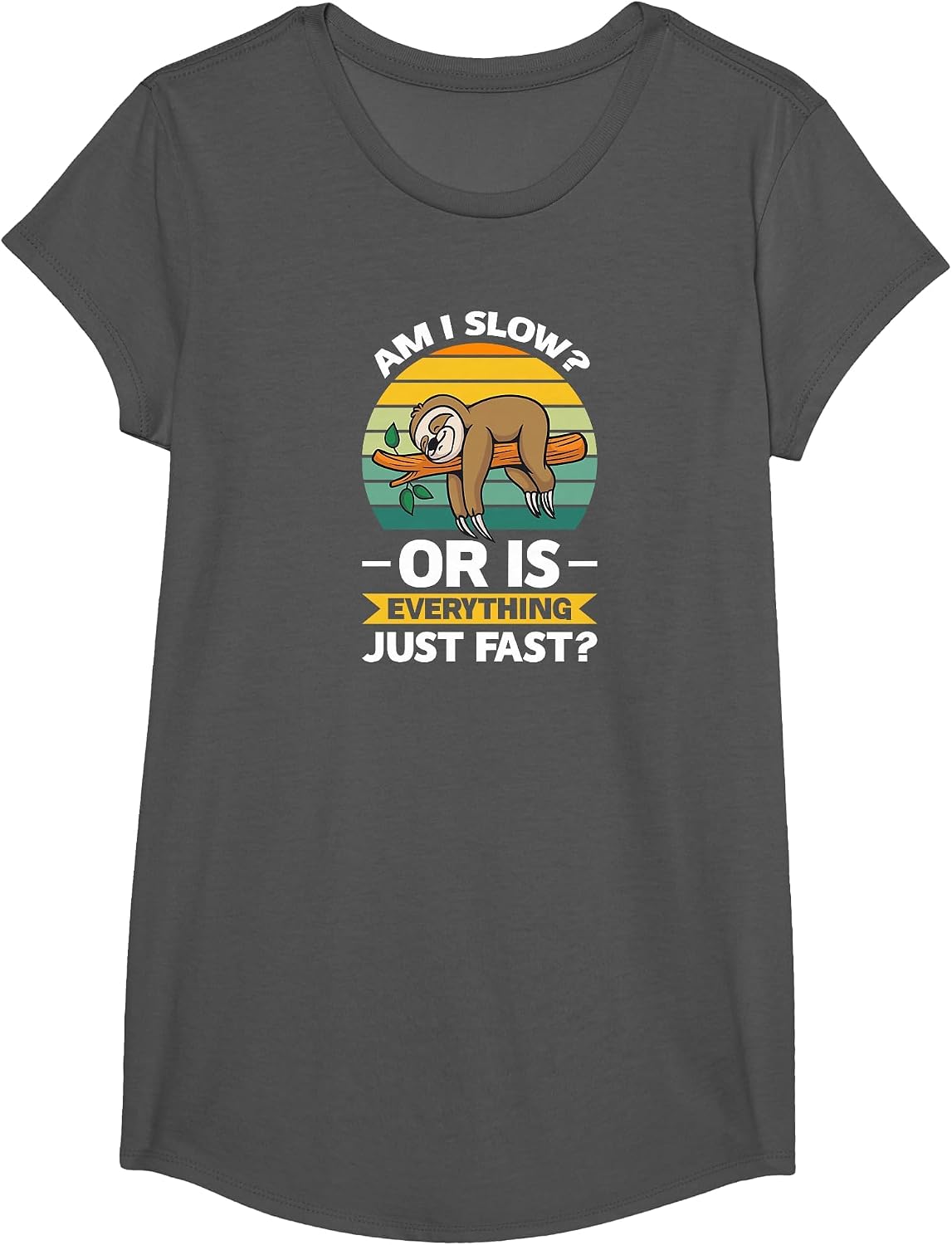 Lazy Sloth Hungry and Lazy slowmotion Monday introduced Shy T-Shirt - Girls Asphalt Grey