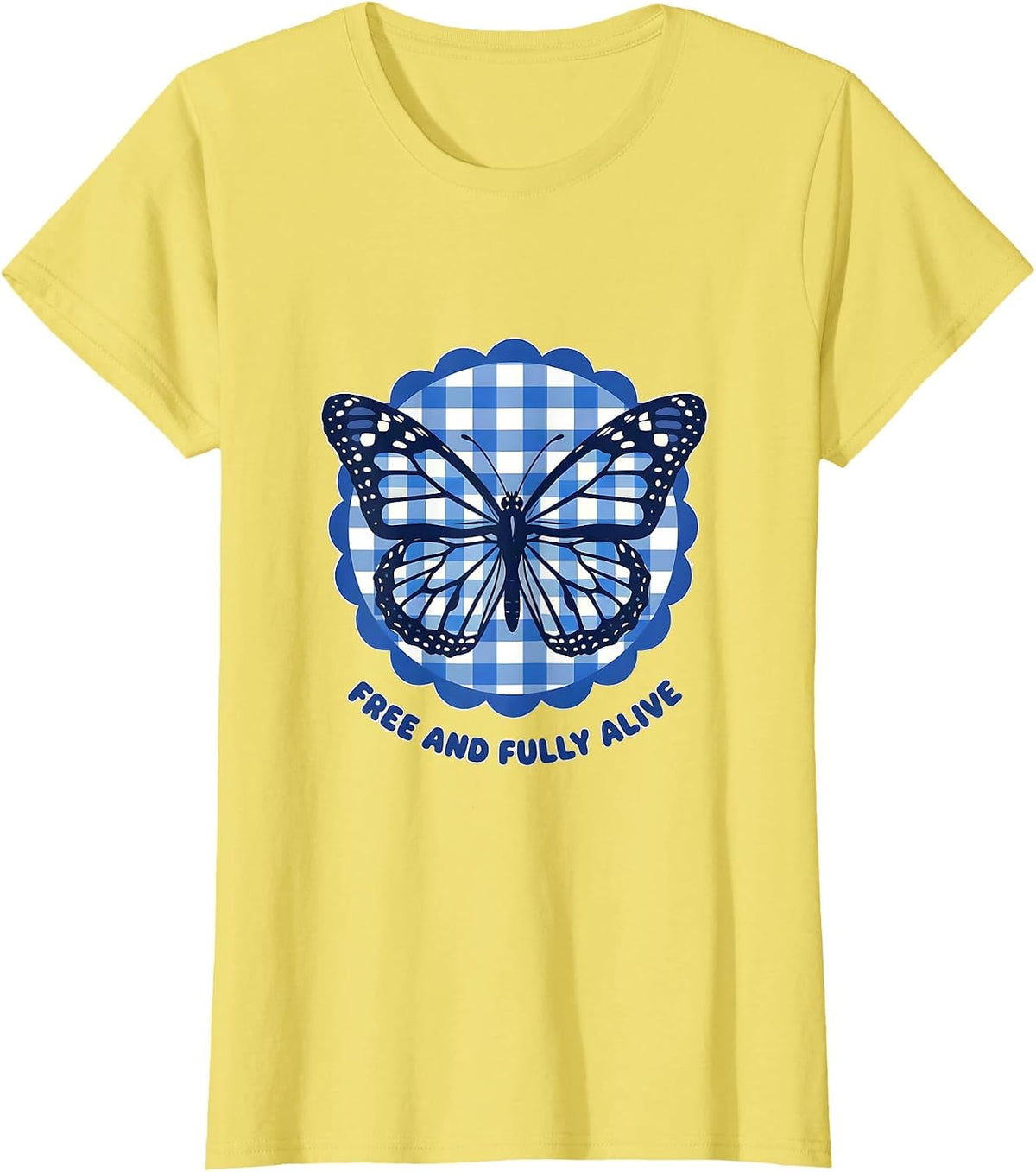 Women's Free and Fully Alive Live Free Graphic Design T-Shirt - Lemon Yellow