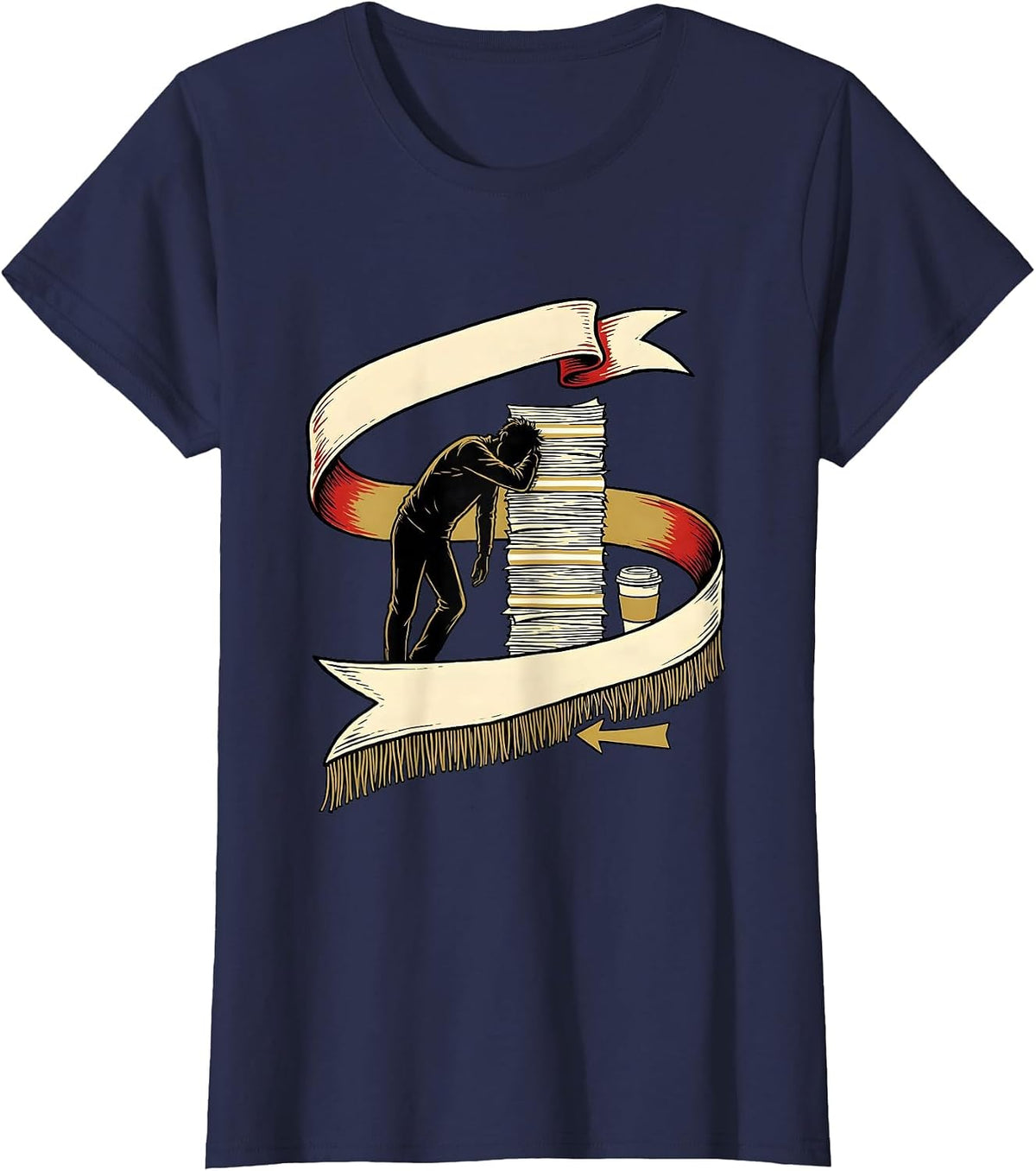 Women's Finish Line Sash Theater Kid Musical Theatre Performer Humor T-Shirt - Navy Blue