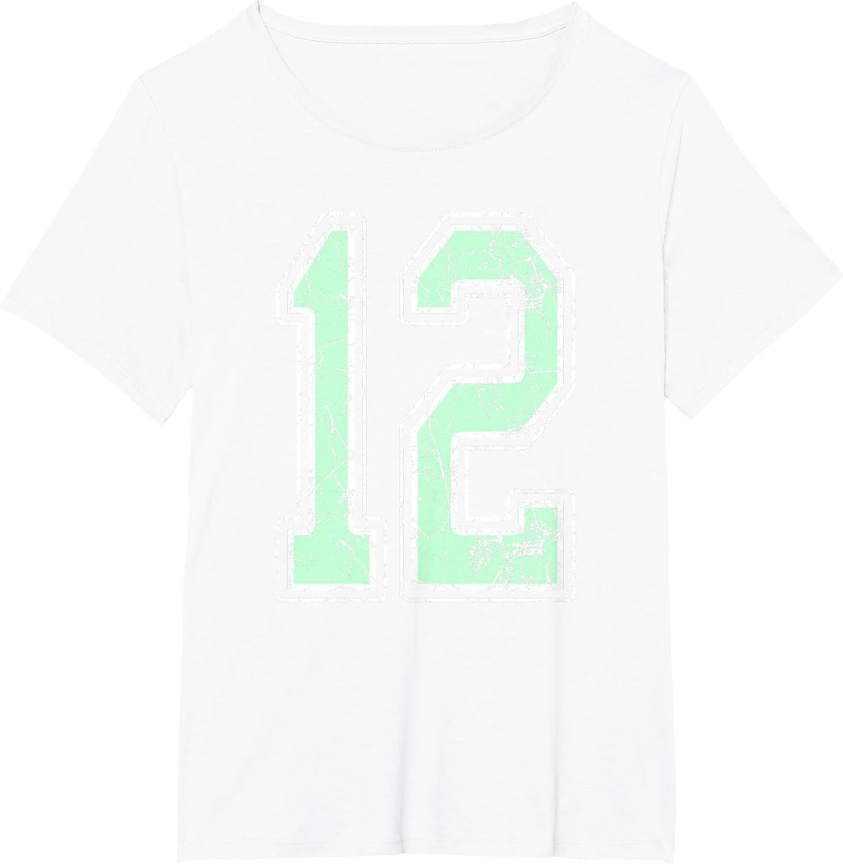 Mint Green White Sports Number 12 Jersey Uniform Player T-Shirt - White