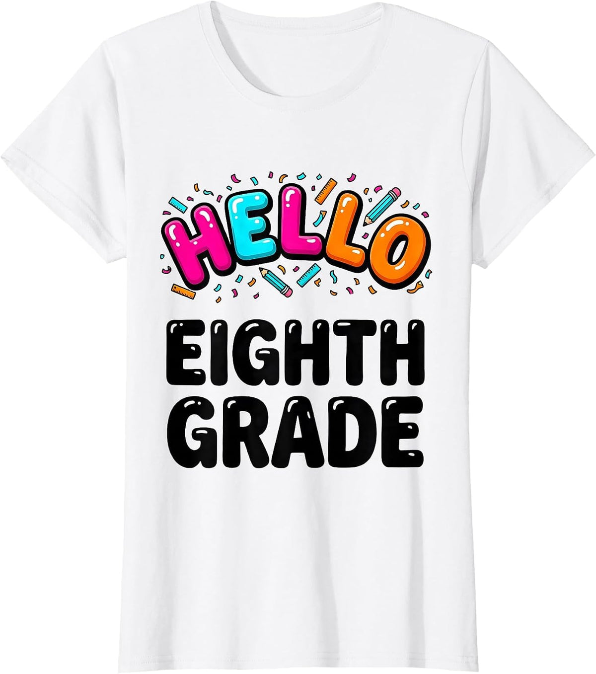 Hello Eighth Grade Cute Preppy Back To School Girls T-Shirt - White