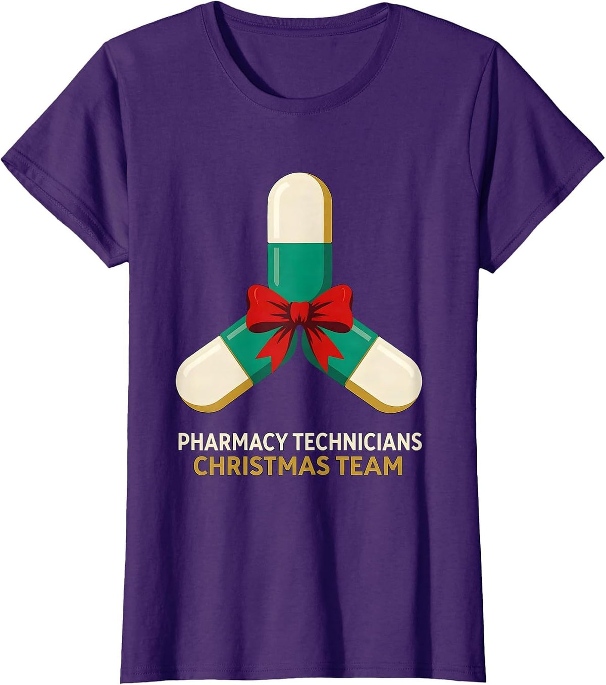 Women's Pharmacy Technicians Christmas Team Funny Pharmacy Squad T-Shirt - Purple