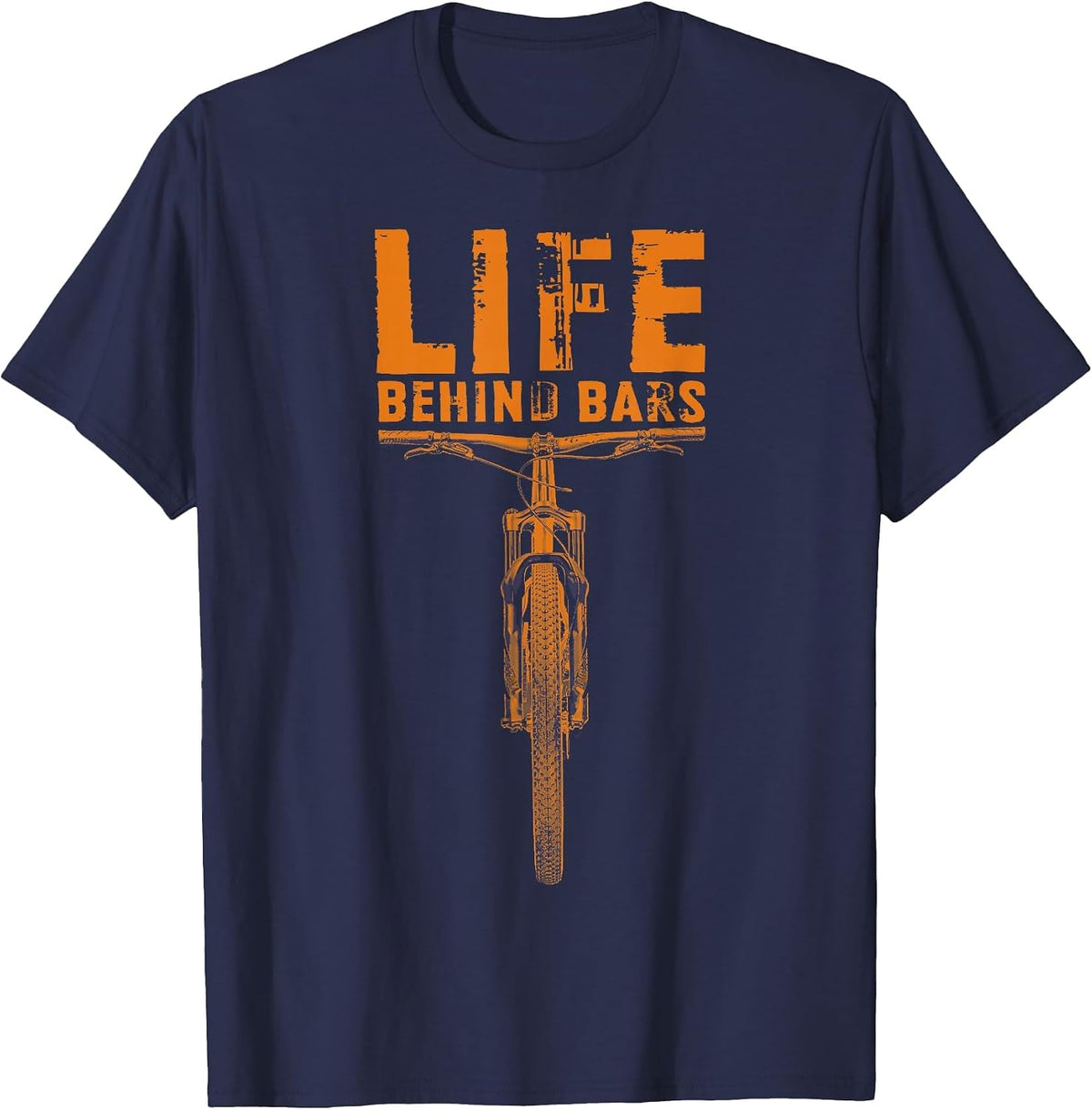 Mountain Bike T-Shirt: Life Behind Bars Funny Biking T-Shirt - Navy Blue