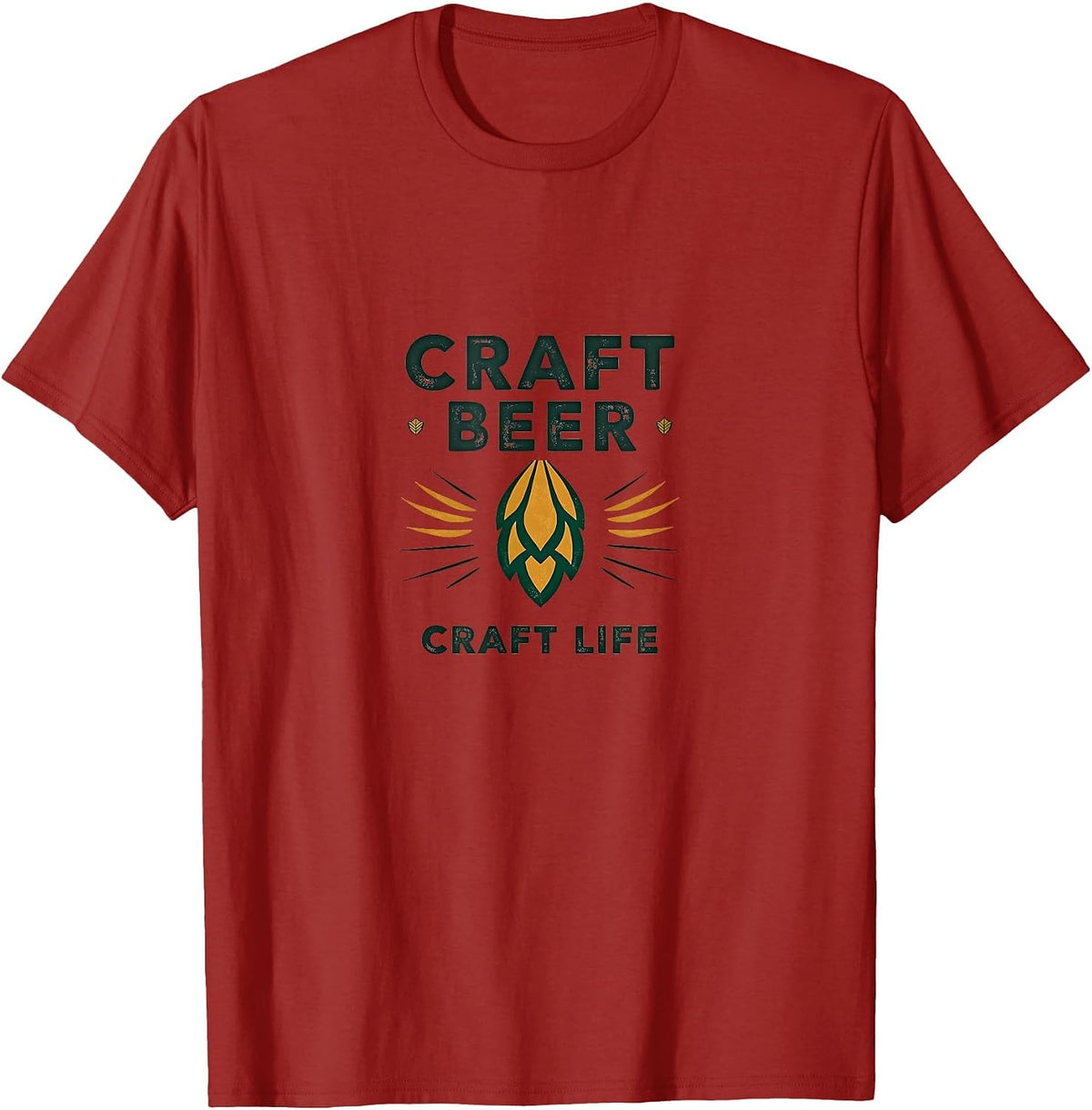 Craft Beer Craft Life Typography Design T-Shirt - Cranberry Red