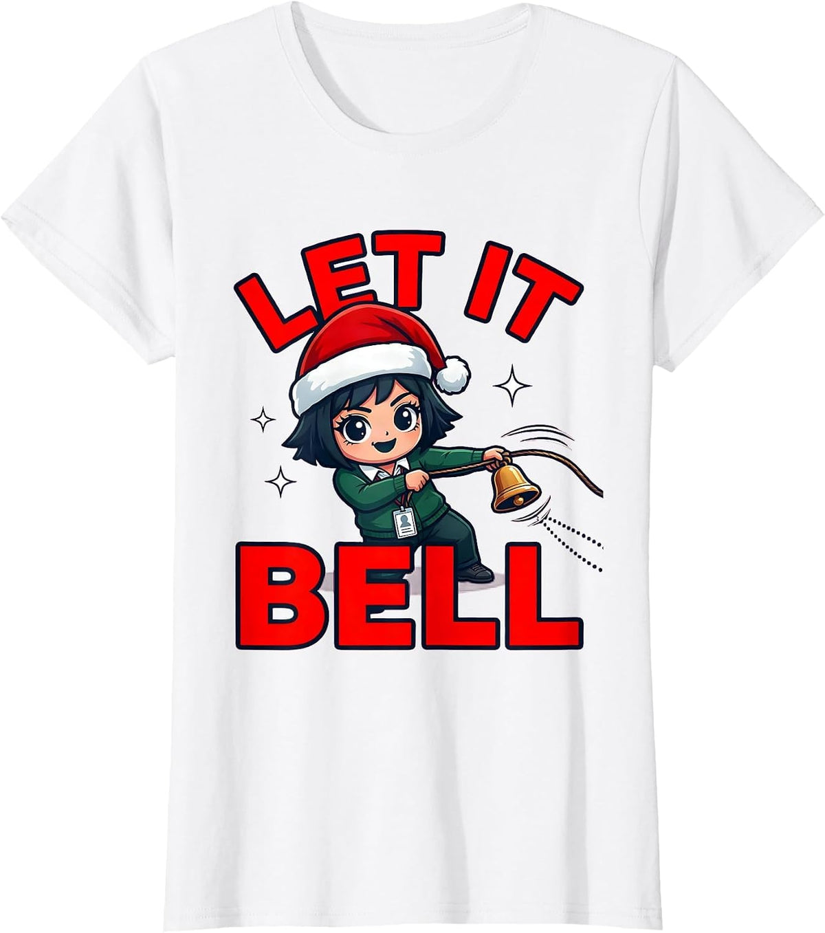 Women's LET IT BELL Funny Teacher Christmas School Staff T-Shirt - White