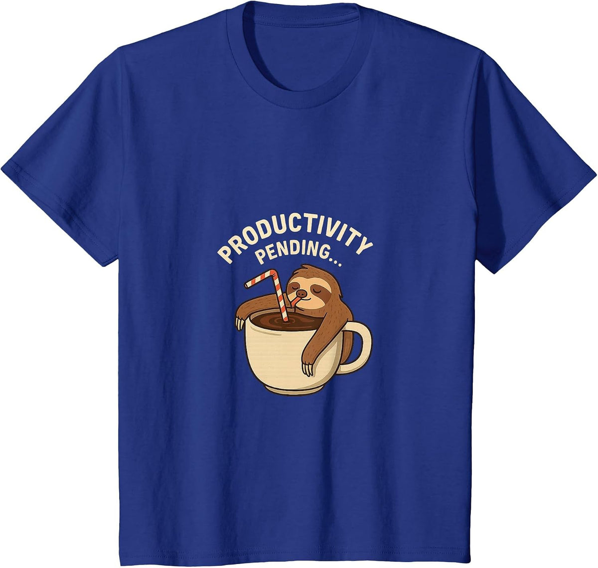 Sloth Coffee Productivity Pending Funny Lazy Design T-Shirt - Royal Blue