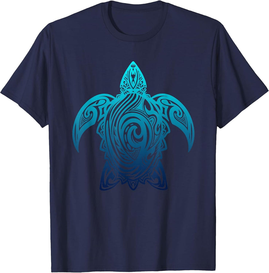 Turtle Tribal Diving Sea Turtle Scuba Diver T-Shirt - Navy Blue