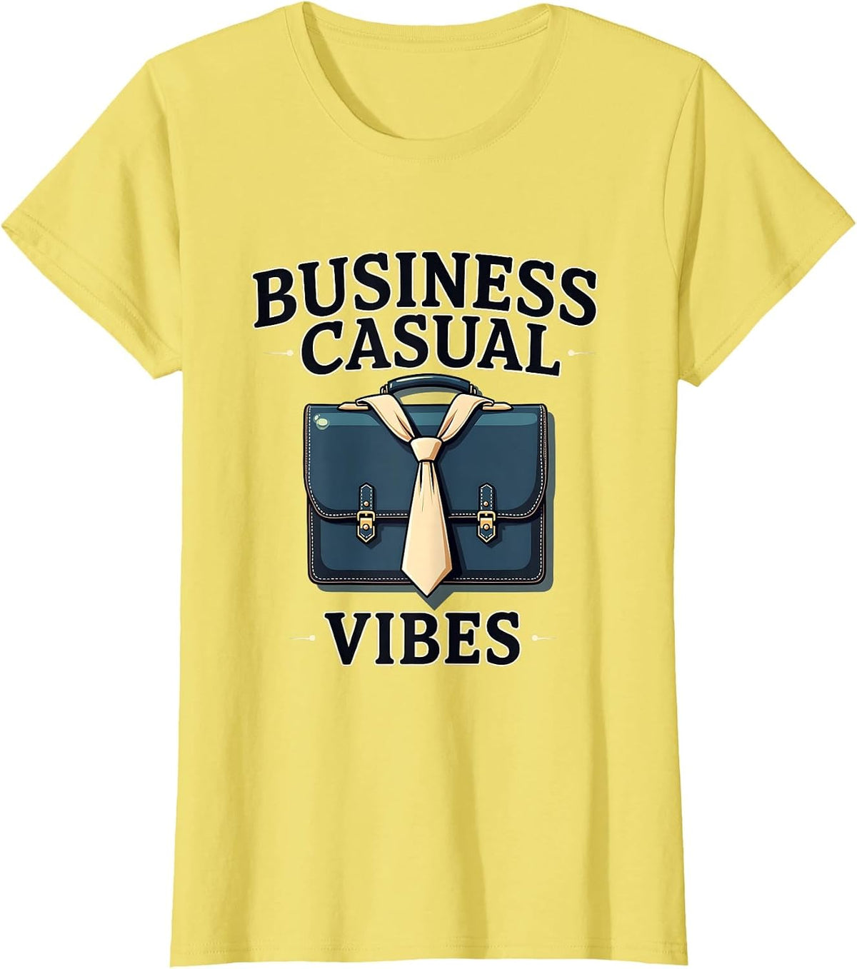 Business Casual Vibes Work Short Sleeve Design T-Shirt - Lemon Yellow