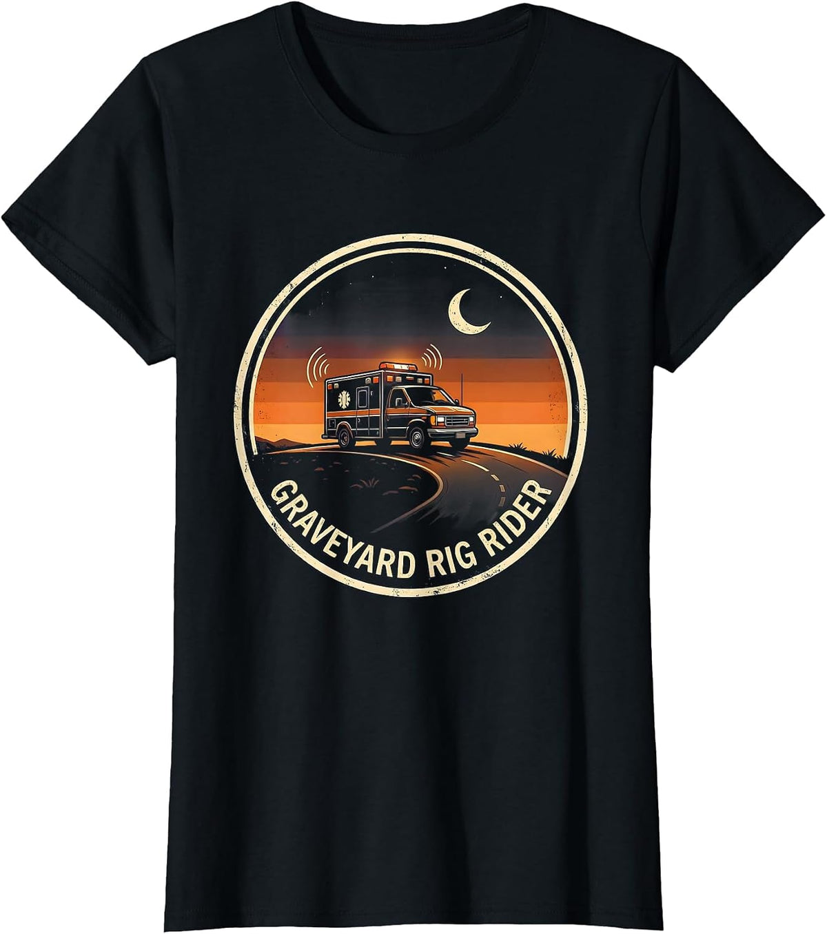 Graveyard Rig Rider EMS Paramedic EMT First Responder Humor T-Shirt - Black