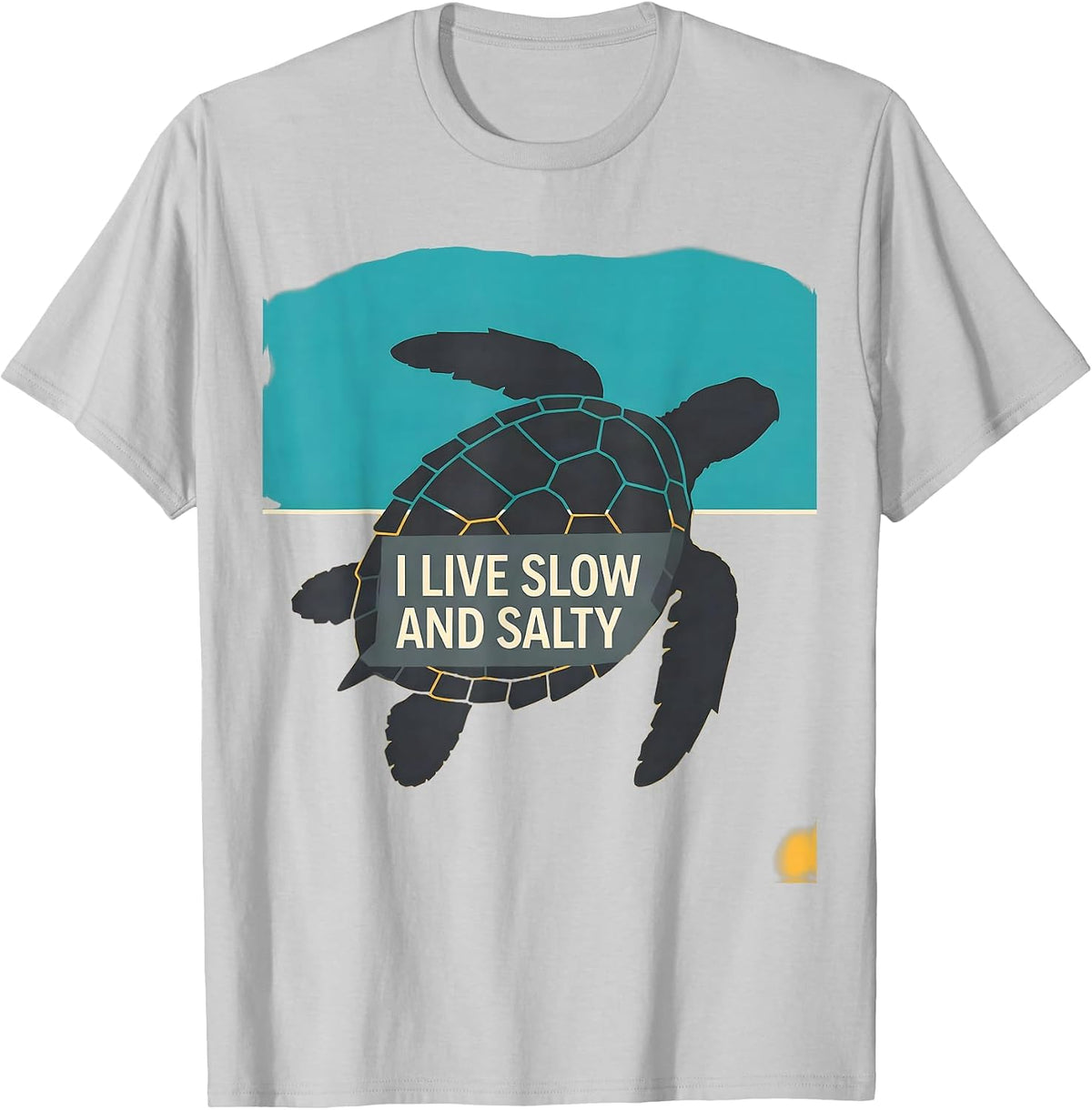 Men's I Live Slow And Salty Funny Sea Turtle Lover Beach Humor T-Shirt - Silver Grey