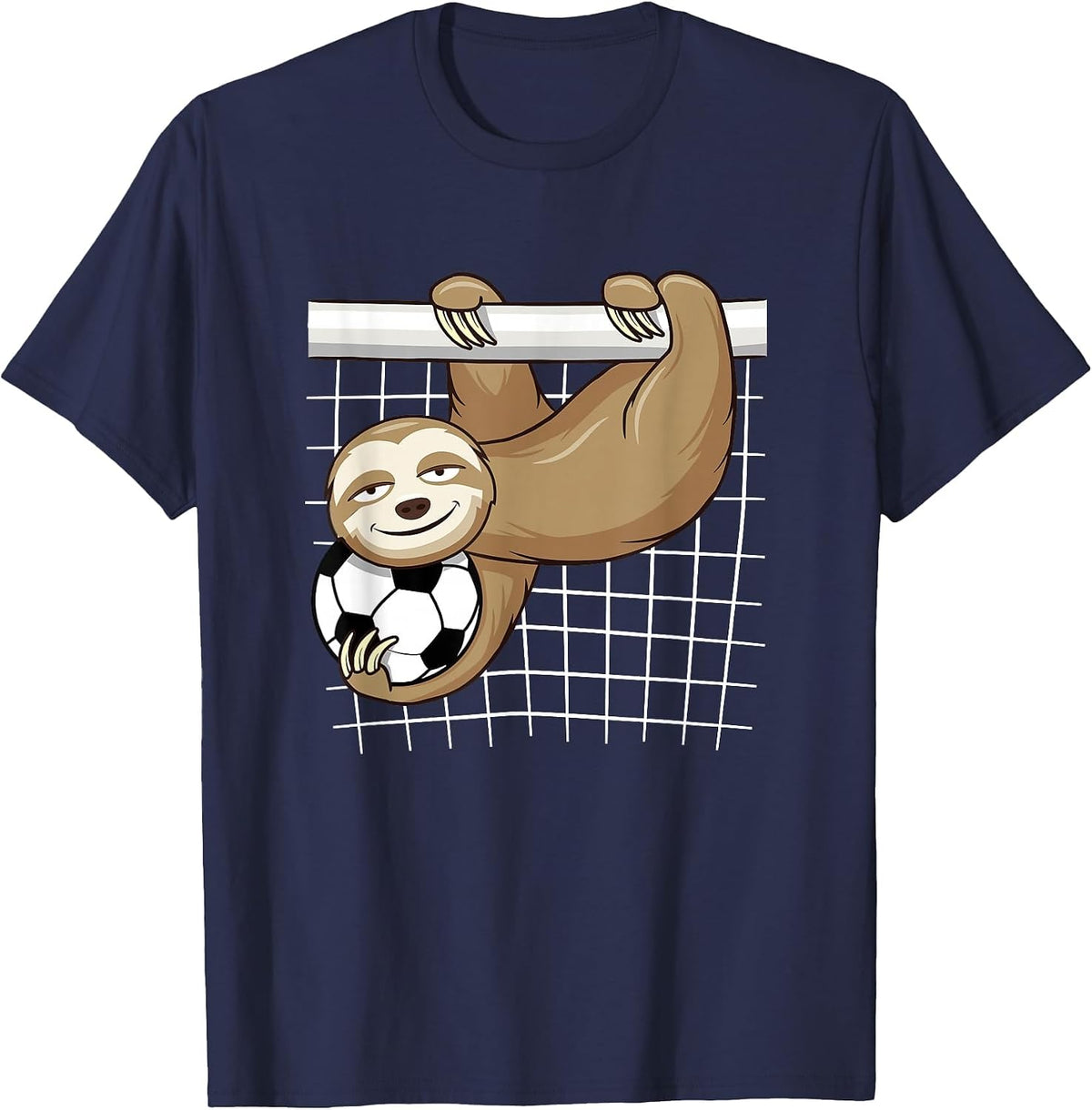 Funny Sloth Soccer Lover - Cute Goal Keeper Kids T-Shirt - Navy Blue