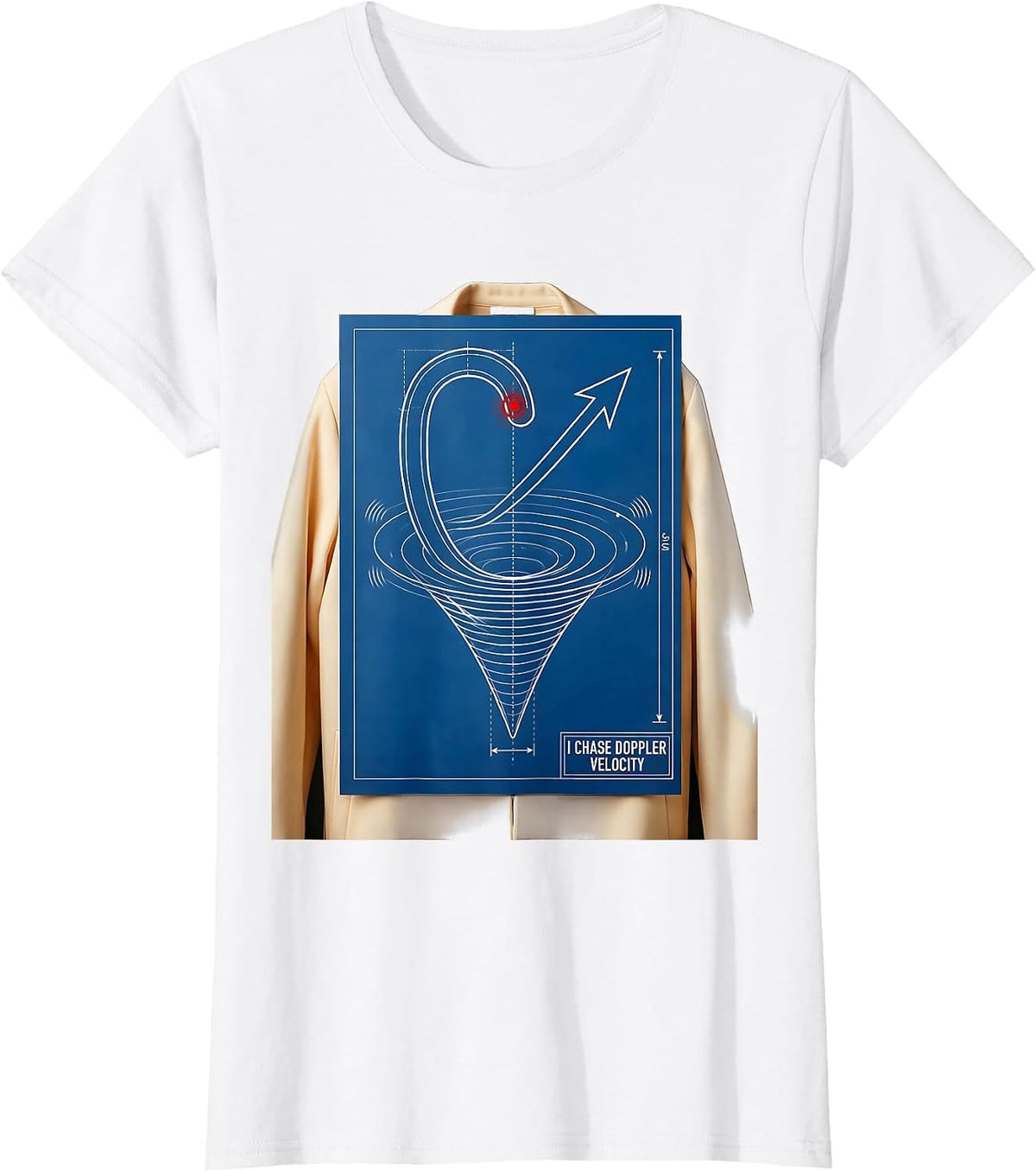 Women's I Chase Doppler Velocity Technical Blueprint Storm Chaser T-Shirt - White
