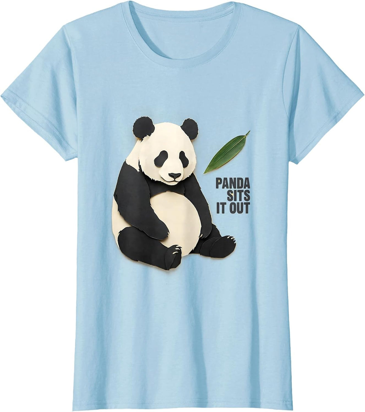Women's Panda Sits It Out Cute Kawaii Panda Lover Humor T-Shirt - Baby Blue
