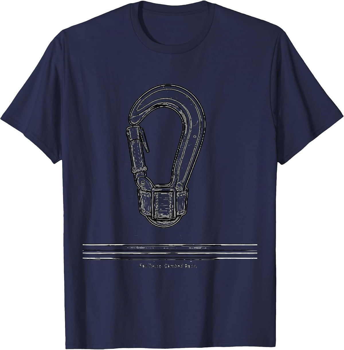 Men's Fell Twice. Climbed Back Funny Electrician Skeleton Lineman T-Shirt - Navy Blue