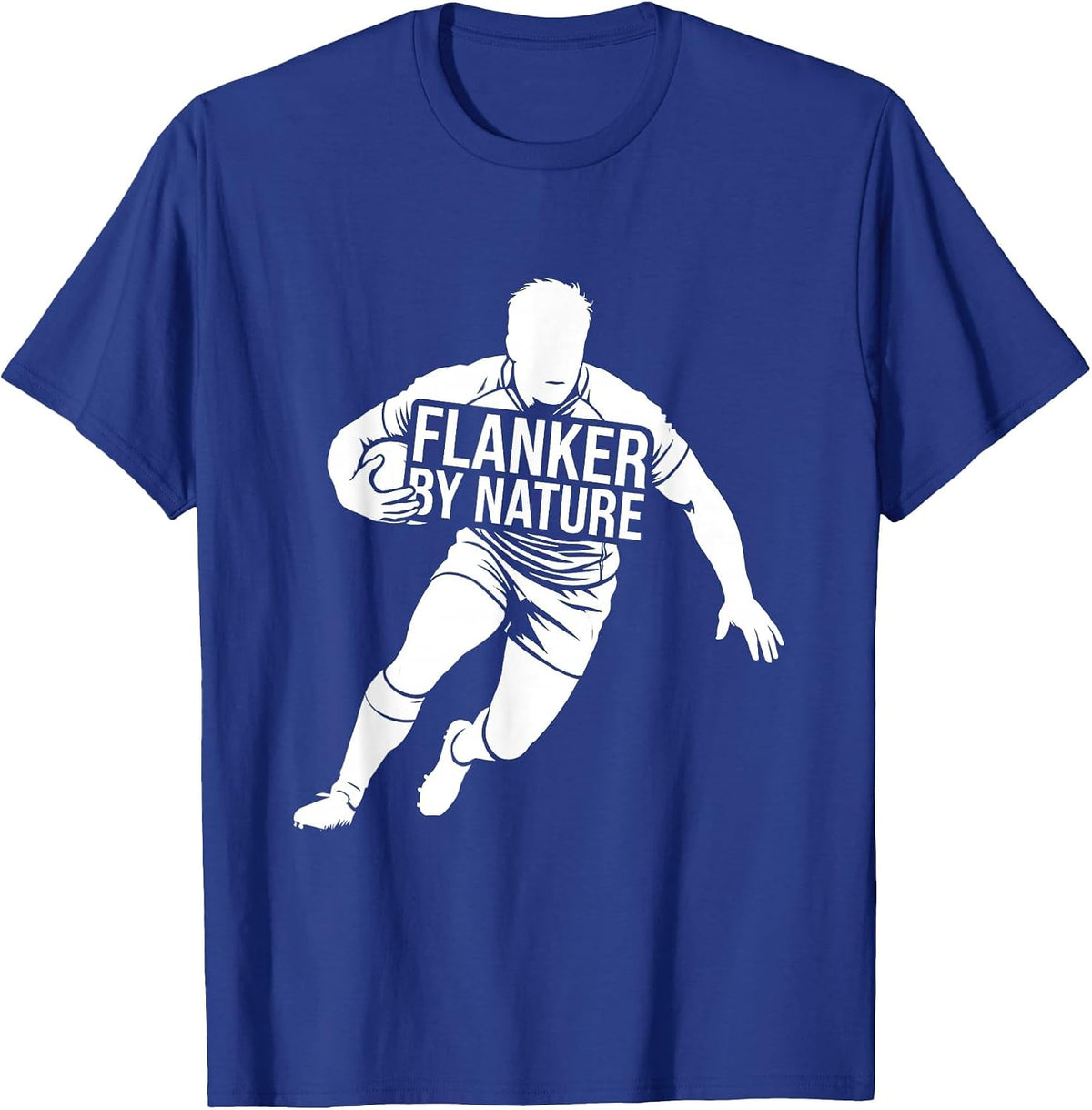 Flanker By Nature Rugby Graphic Design T-Shirt - Royal Blue