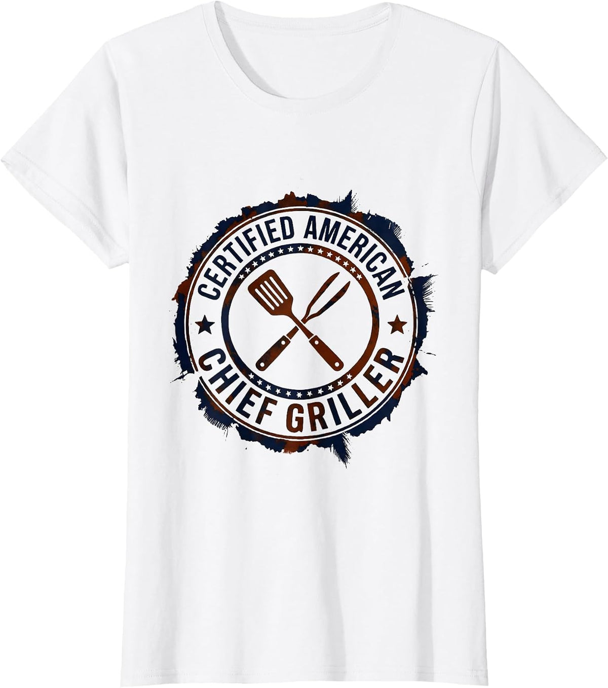 Women's Certified American Chief Griller Vintage Patriotic Grilling T-Shirt - White