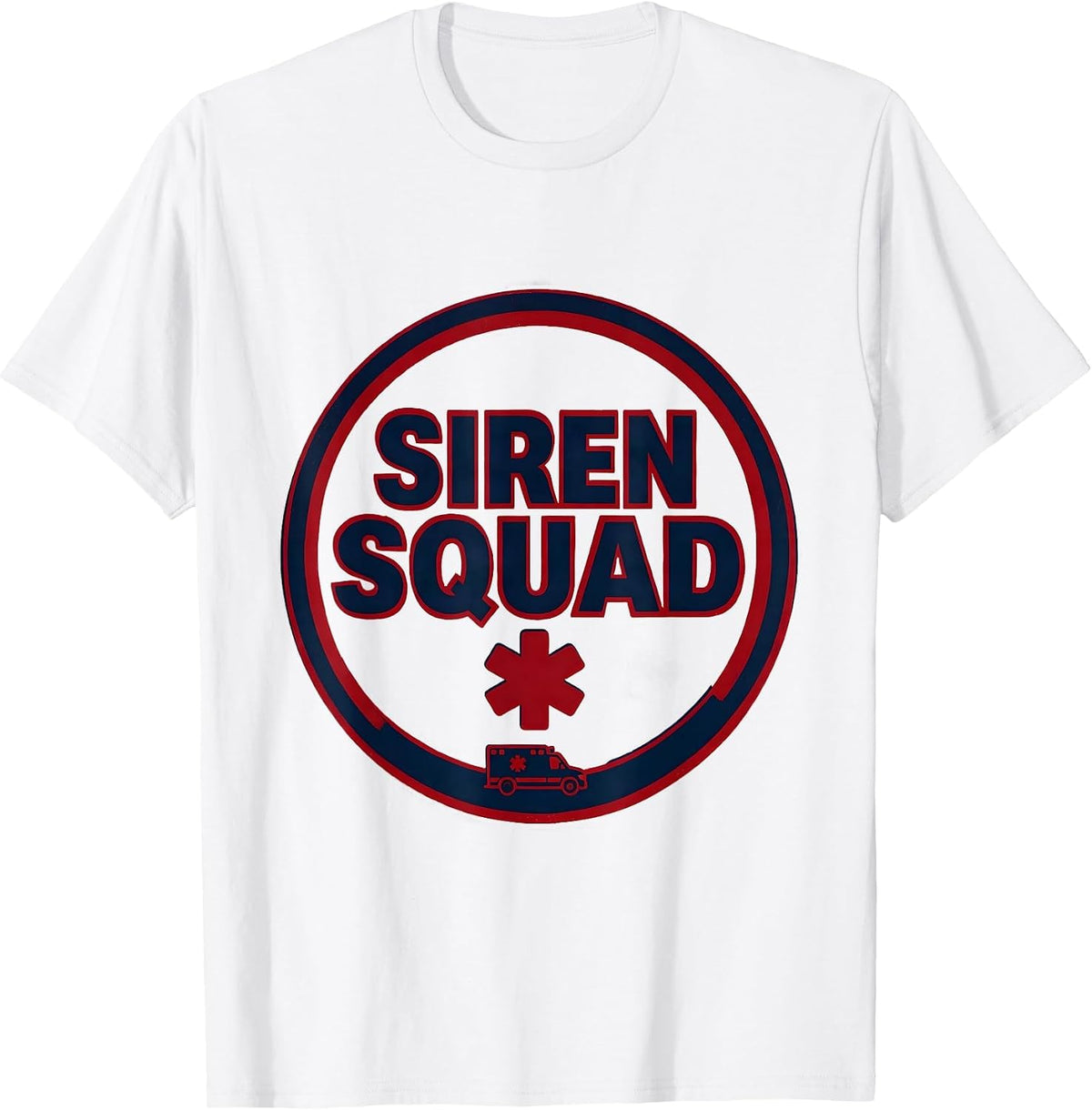 Men's Siren Squad Screenprint EMT Paramedic EMS Crew Gift T-Shirt - White