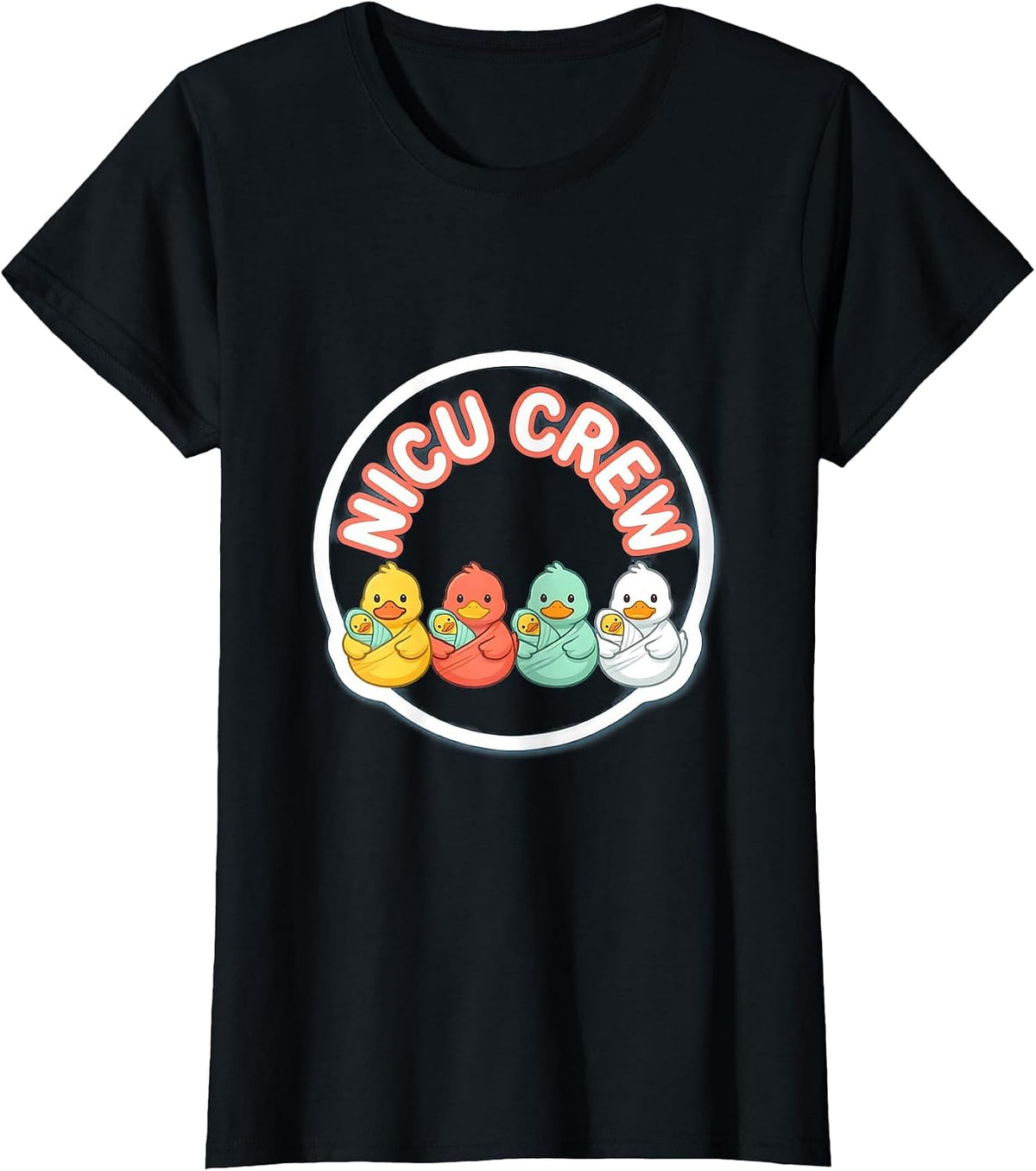 NICU Crew Cute Animal Pediatric Nurse Crew Appreciation T-Shirt - Black