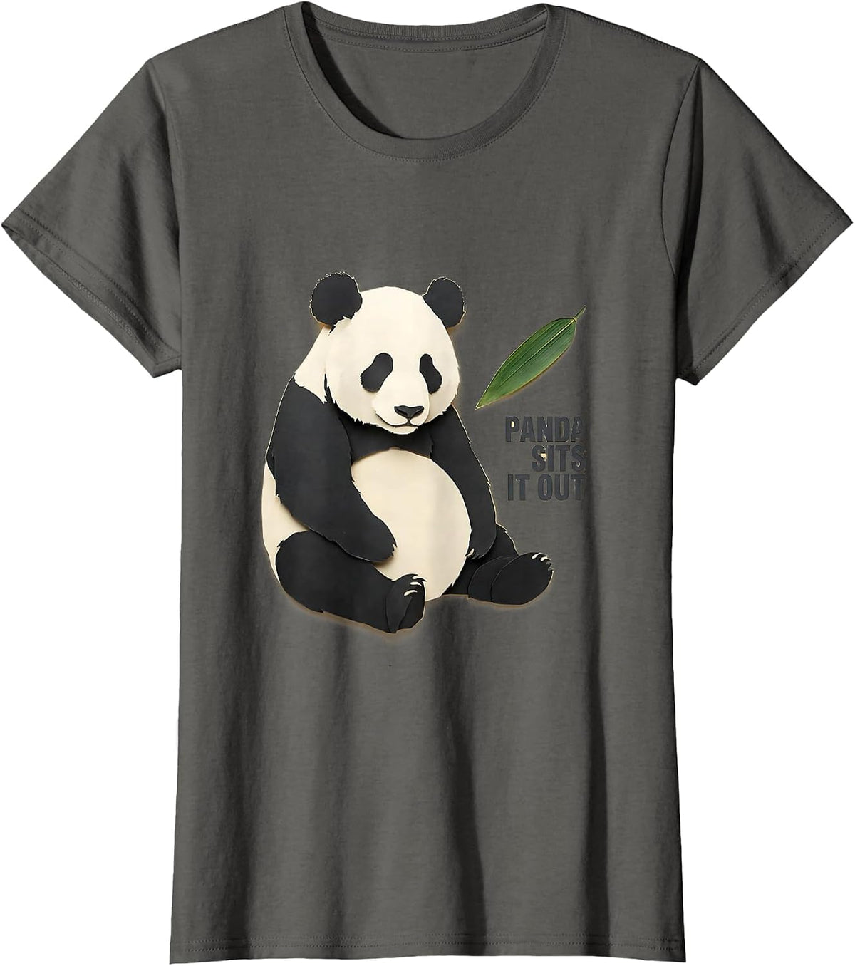 Women's Panda Sits It Out Cute Kawaii Panda Lover Humor T-Shirt - Asphalt Grey