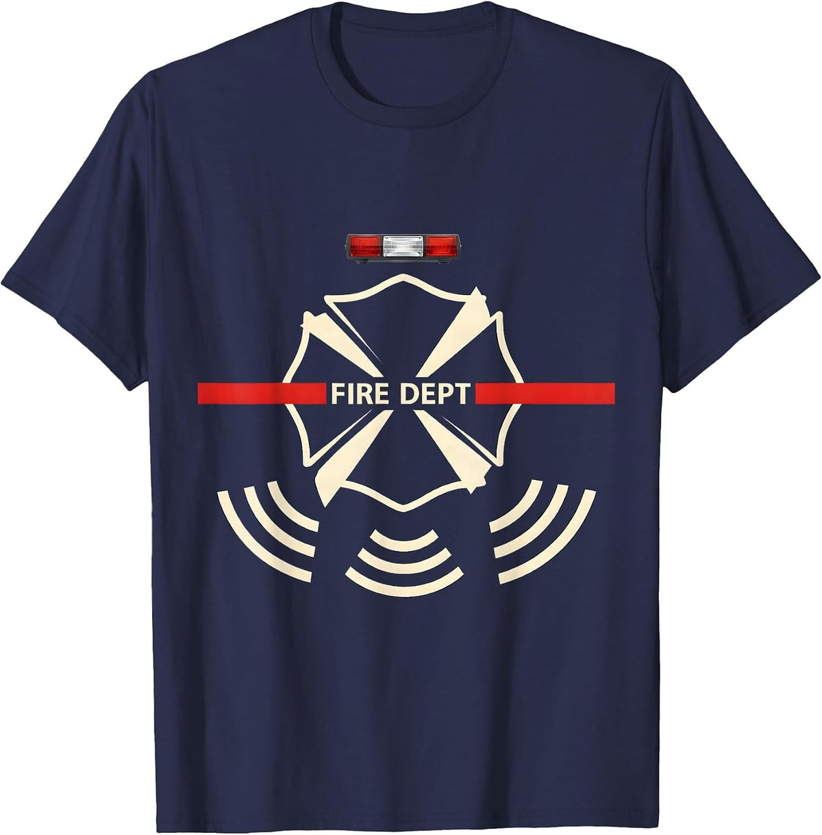 Men's Fire Dept Minimalist Firefighter Badge Humor Occupation T-Shirt - Navy Blue
