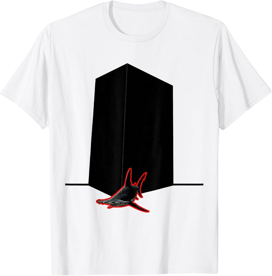 Men's Shark Silhouette Marine Biology Ocean Animal Humor T-Shirt - White