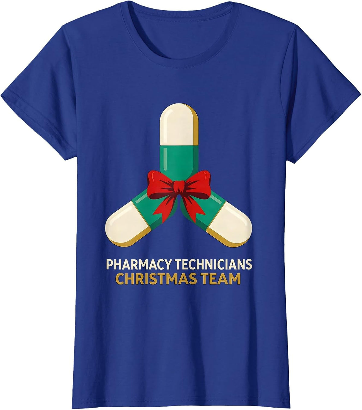 Women's Pharmacy Technicians Christmas Team Funny Pharmacy Squad T-Shirt - Royal Blue