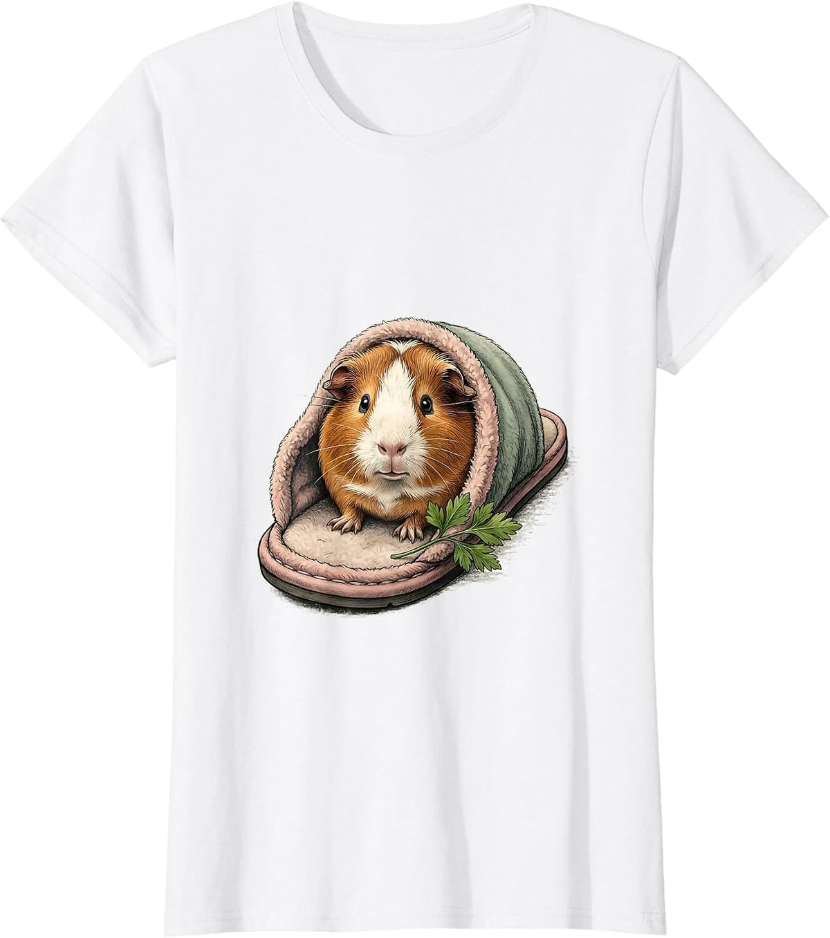 Plump Guinea Pig Slipper Cozy Novelty Humor T-Shirt - White