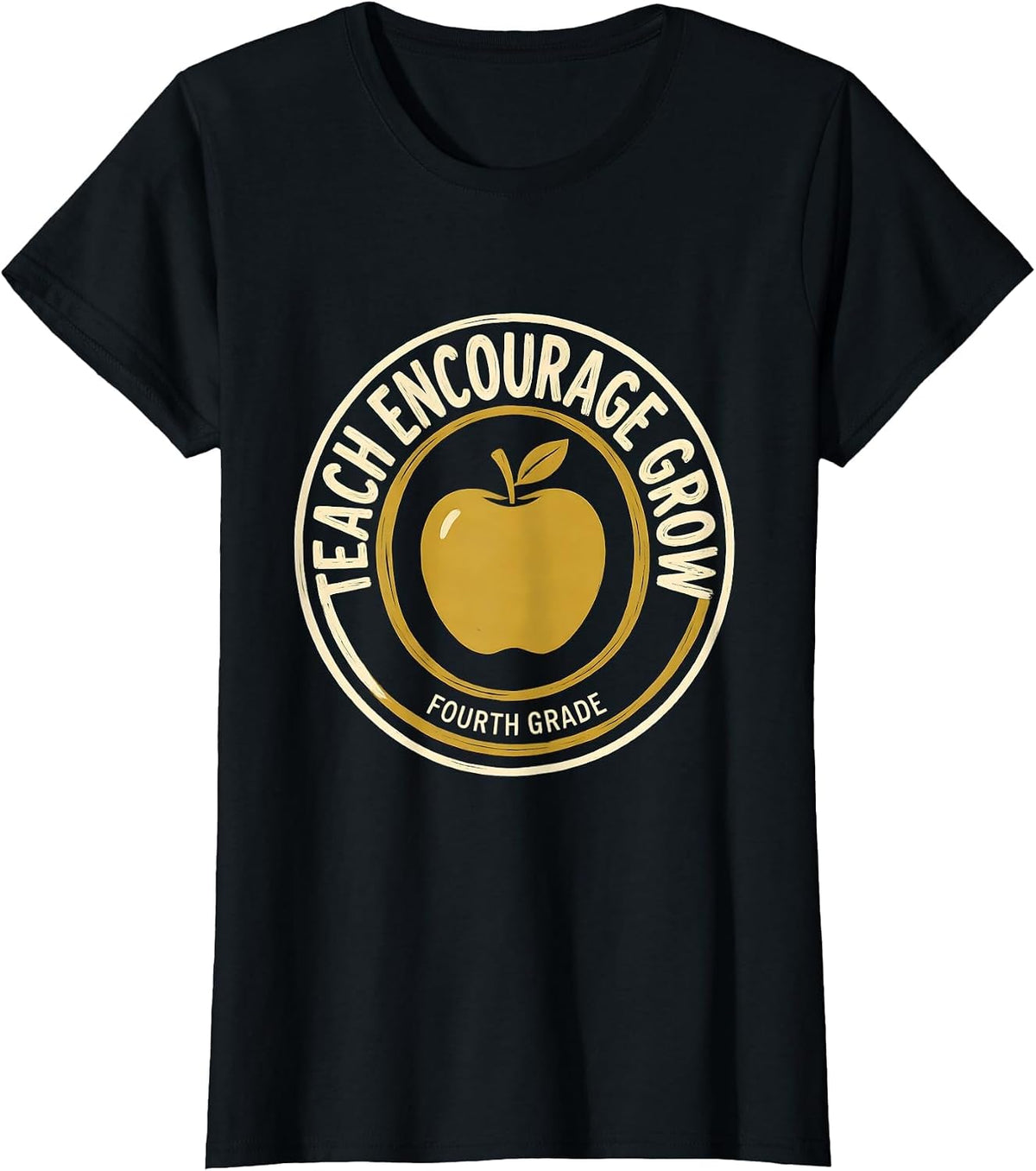 Teach Encourage Grow Fourth Grade Teacher Back To School T-Shirt - Black