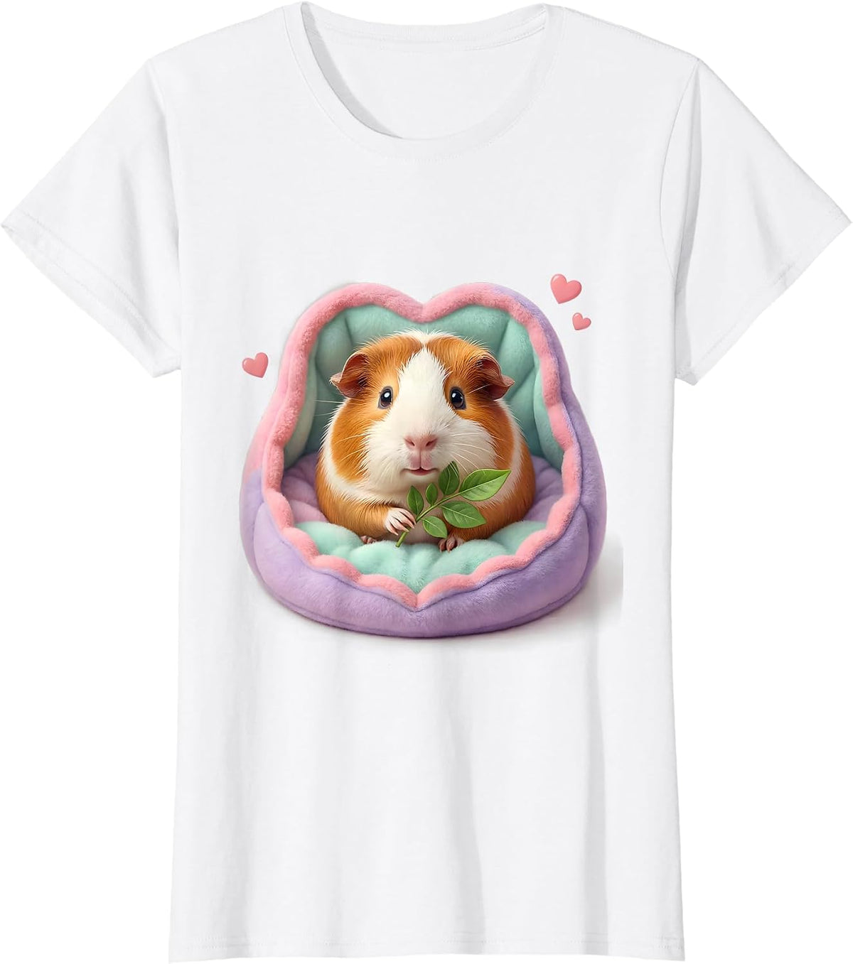 Round Pink Guinea Pig Kawaii Cute Pet Lover Gift T-Shirt - White