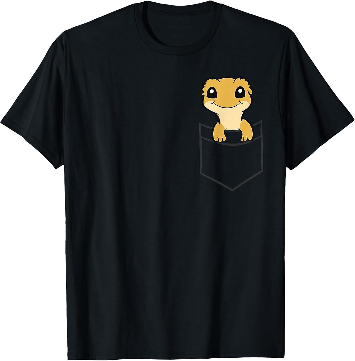 Crested Gecko in a Pocket Funny Pocket Crested Gecko T-Shirt - Black