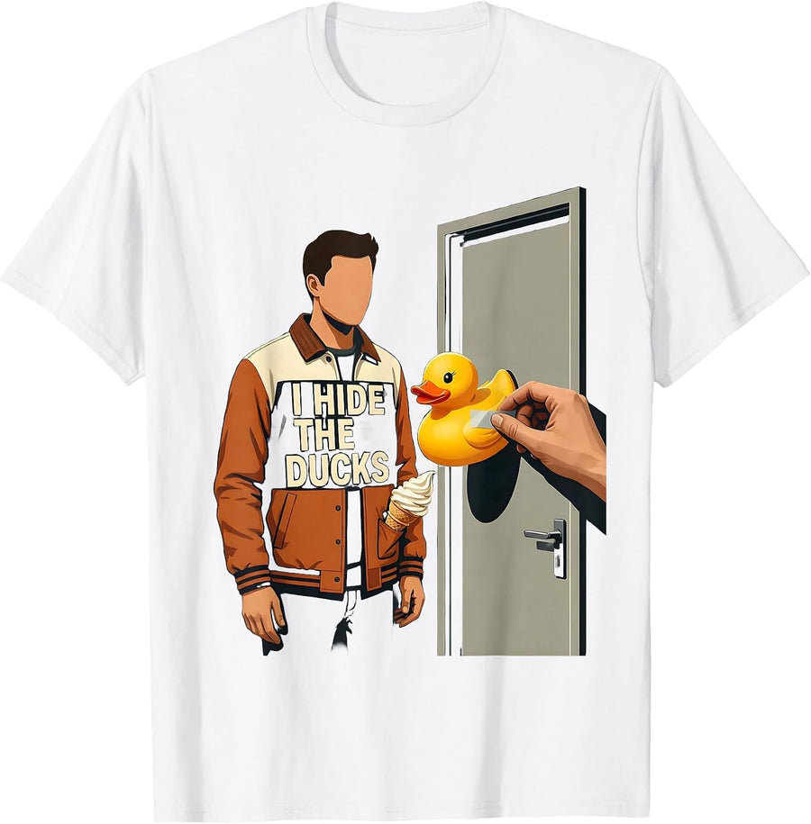 Men's I Hide The Ducks Funny Cruise Duck Hunting Free Ice Cream T-Shirt - White