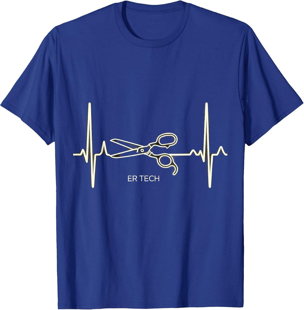 ER Tech Monochromatic EKG Pulse Line Medical Humor T-Shirt - Royal Blue