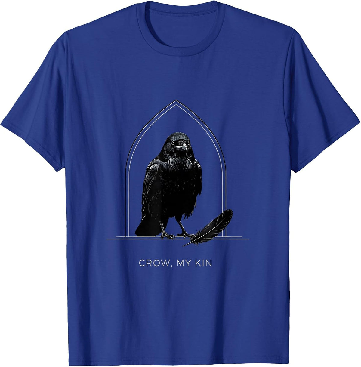 Men's Crow My Kin Minimalist Gothic Raven Silhouette Bird Lover T-Shirt - Royal Blue