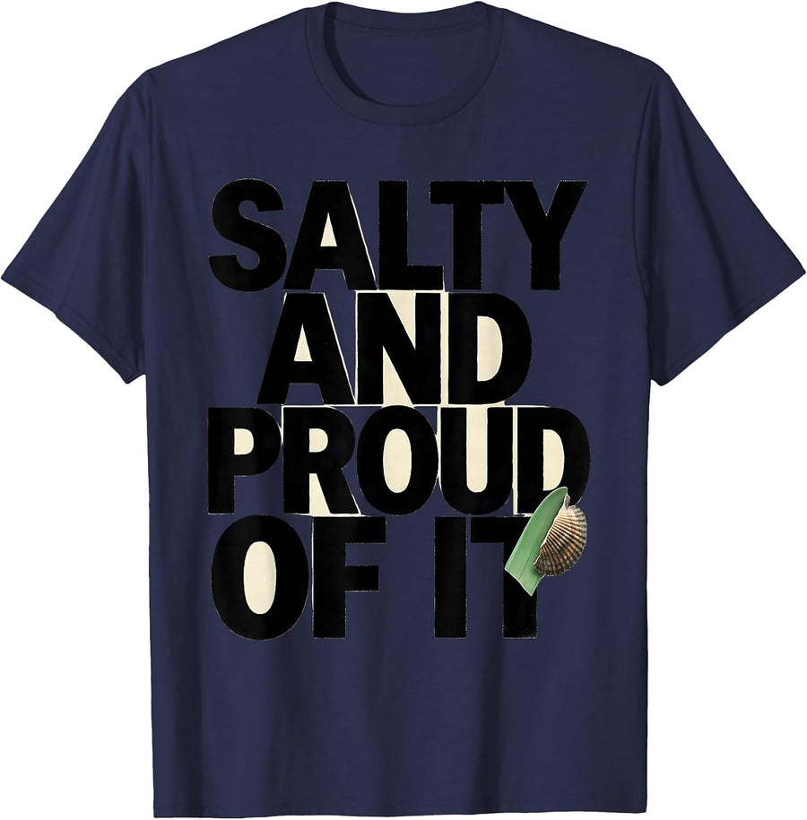 Salty And Proud Of It Sea Turtle Ocean Animal Lover Humor T-Shirt - Navy Blue