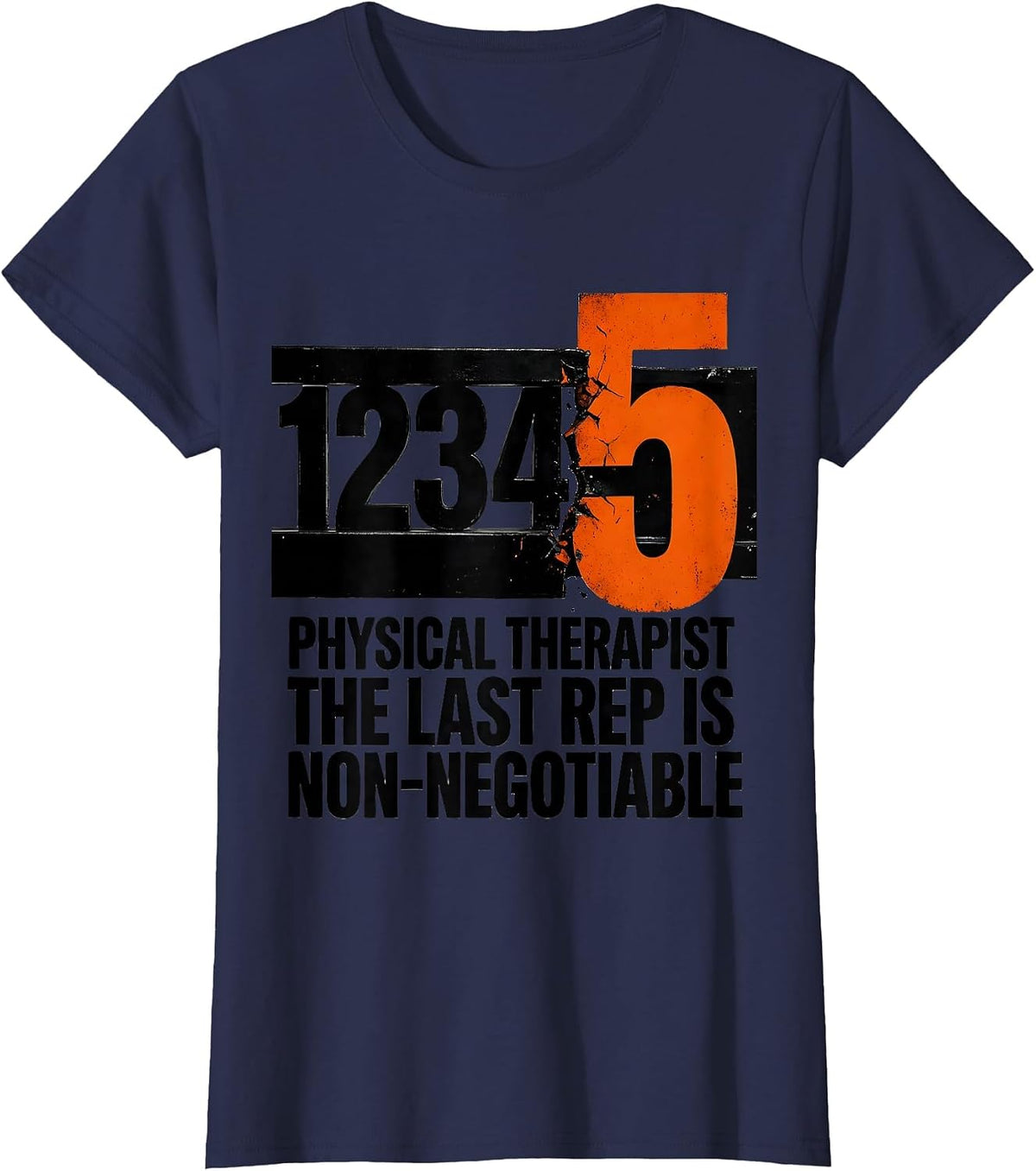 Women's Physical Therapist The Last Rep Is Non-Negotiable Retro T-Shirt - Navy Blue