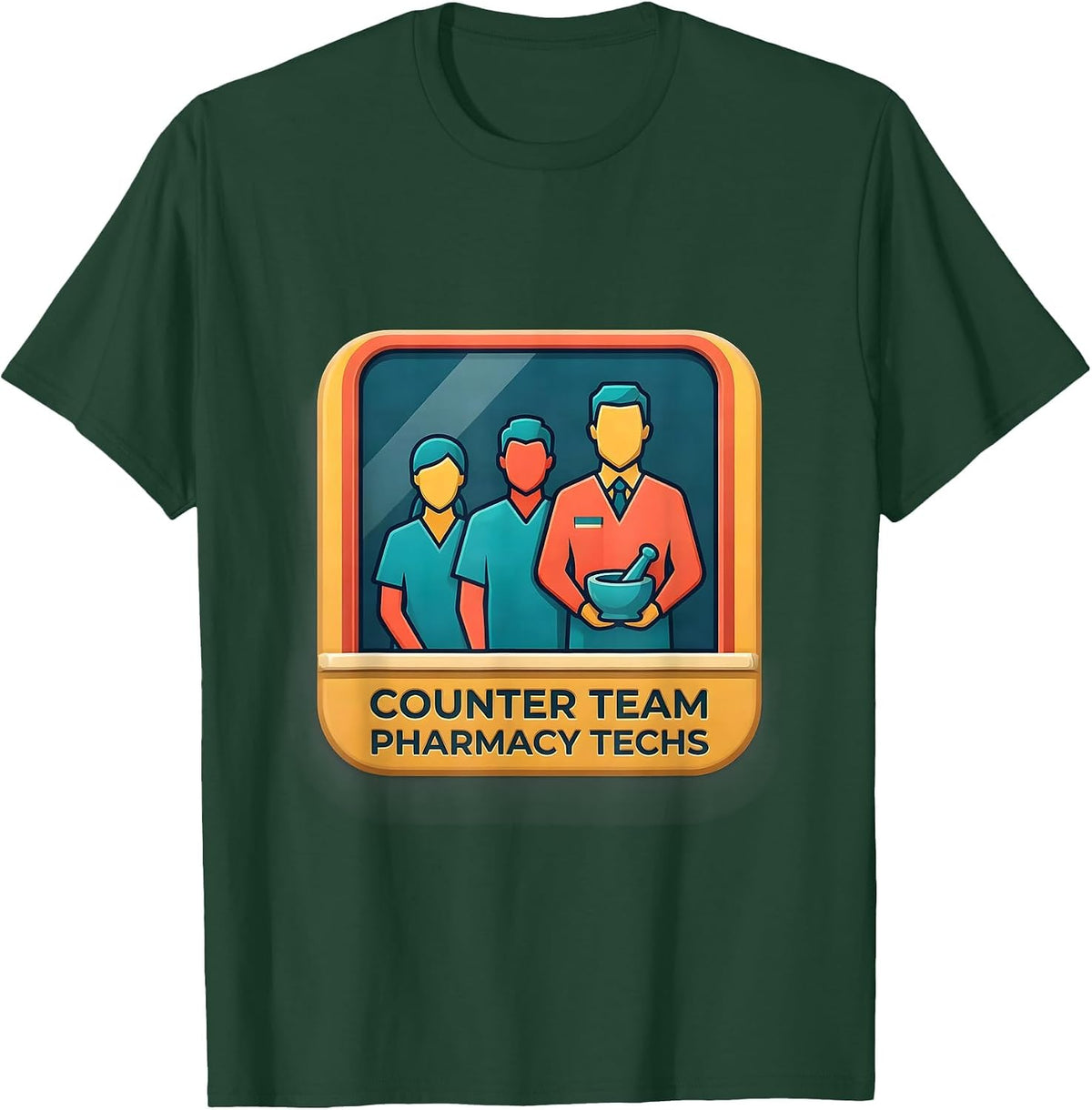 Men's Counter Team Pharmacy Techs Funny Pharmacy Tech Crew Gift T-Shirt - Dark Green