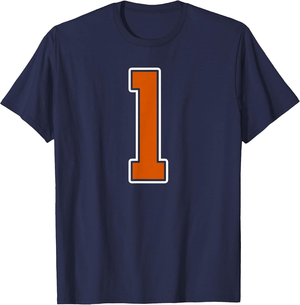 Burnt Orange White Number 1 Jersey Player Uniform #1 T-Shirt - Navy Blue