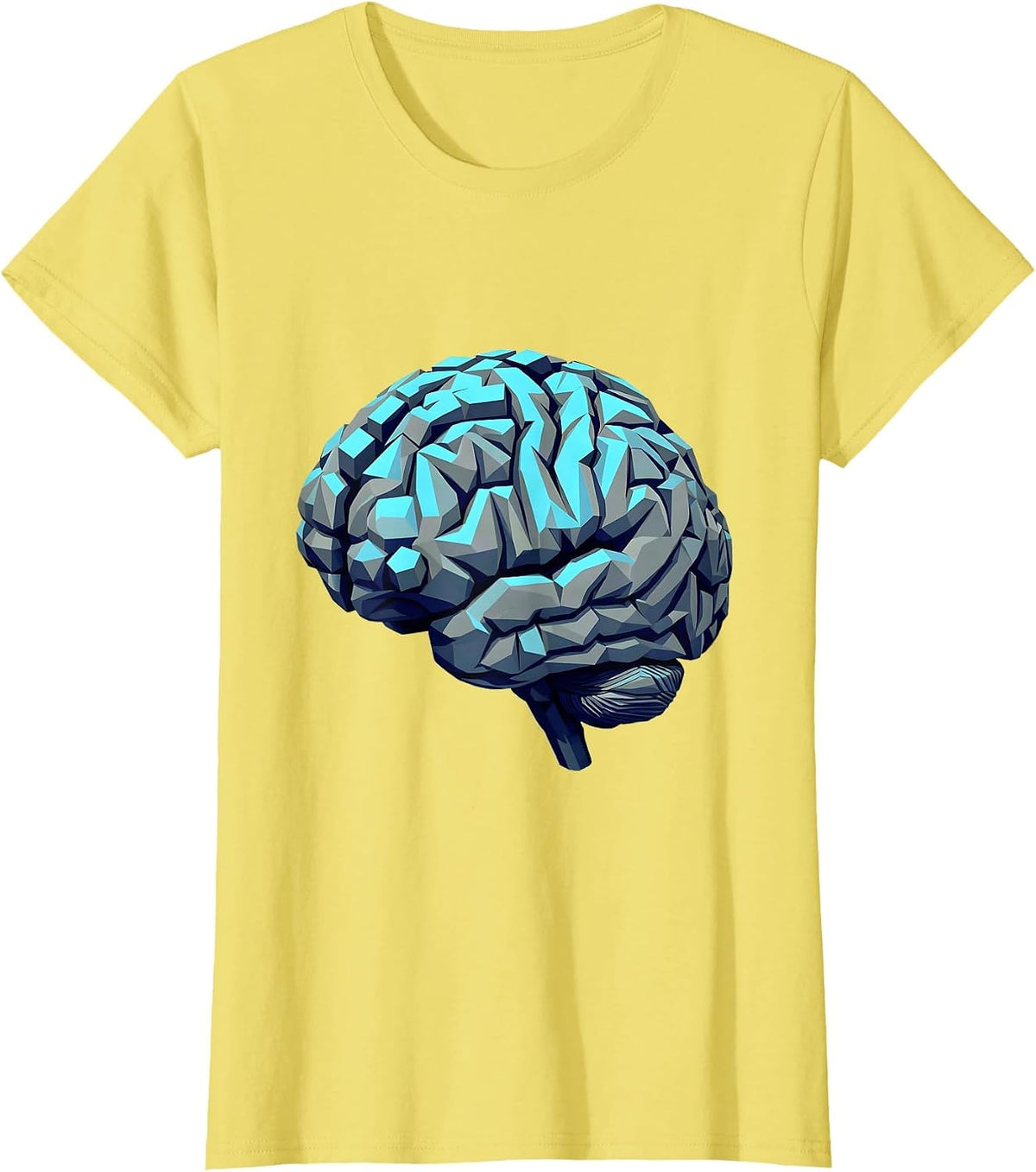 Math Teacher Brain Geometric Shapes Equations Design T-Shirt - Lemon Yellow