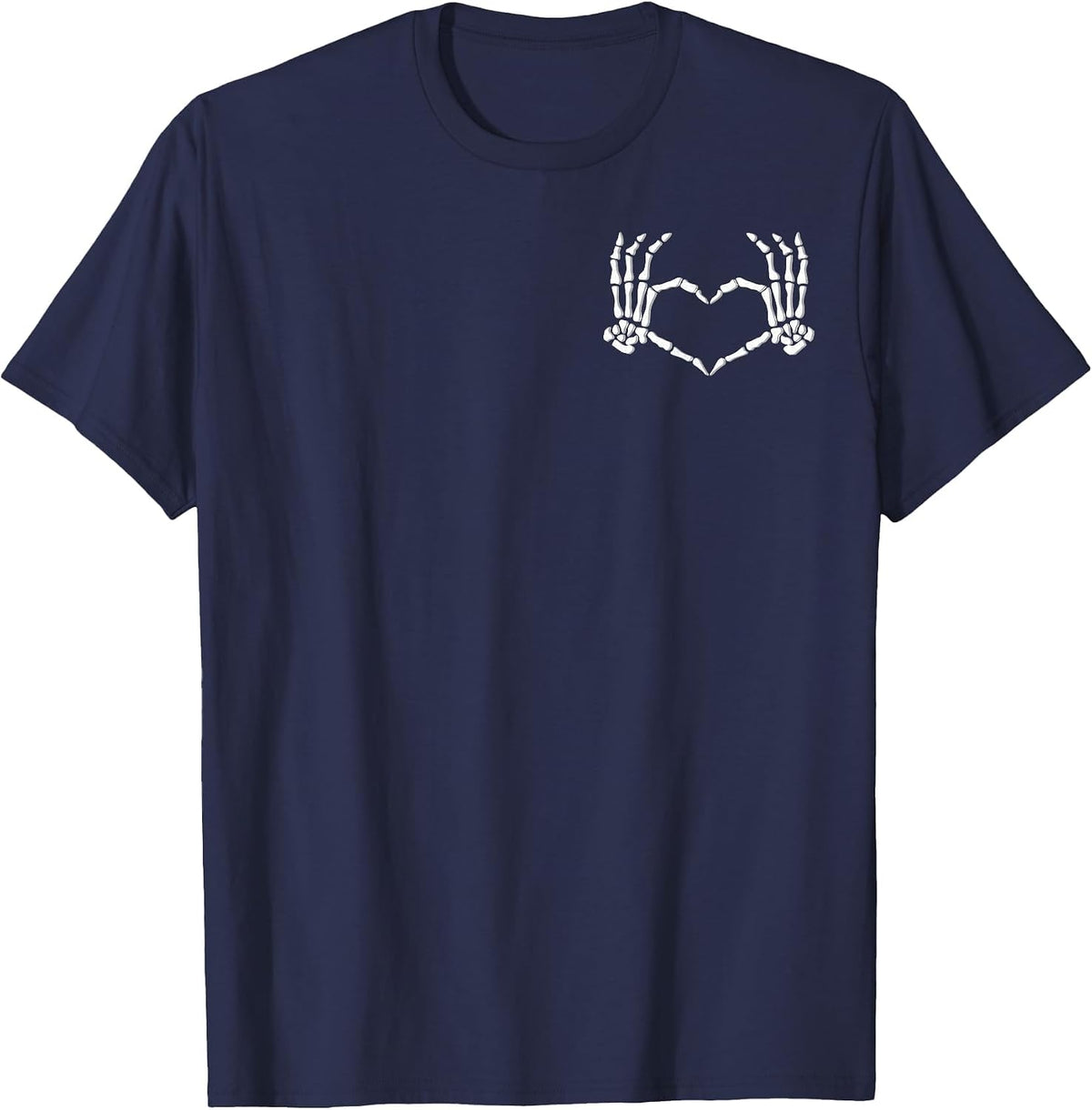 Skeleton Hands Heart Halloween Costume Men Women Girls T-Shirt - Navy Blue
