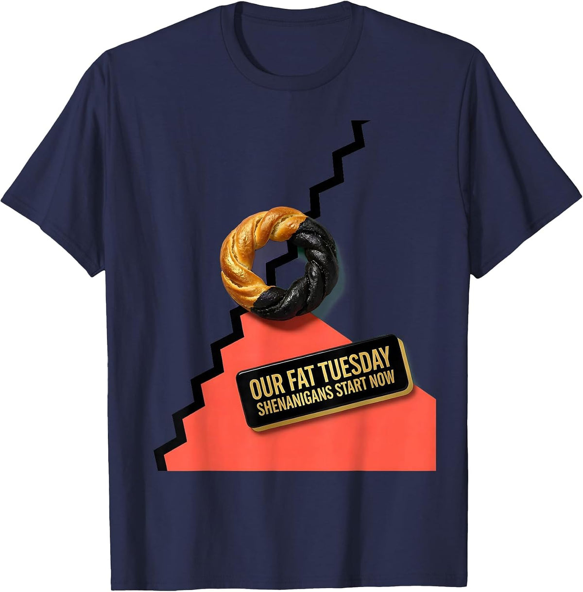 Men's Our Fat Tuesday Shenanigans Start Now Mardi Gras Carnival T-Shirt - Navy Blue