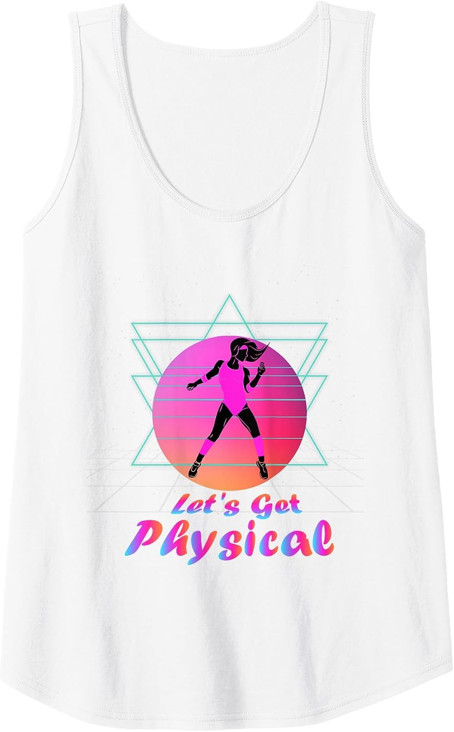 80's Stay Fit Aerobics Gymnastics Let's Get Physical Tank Top - White