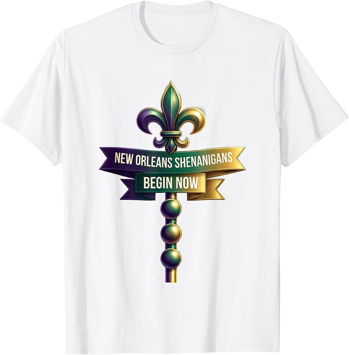 Men's New Orleans Shenanigans Begin Now Mardi Gras Carnival Party T-Shirt - White