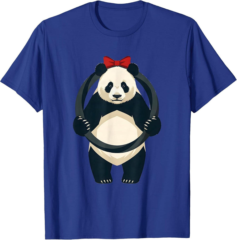 Giant Panda Wreath Flat Vector Animal Lover Gift T-Shirt - Royal Blue
